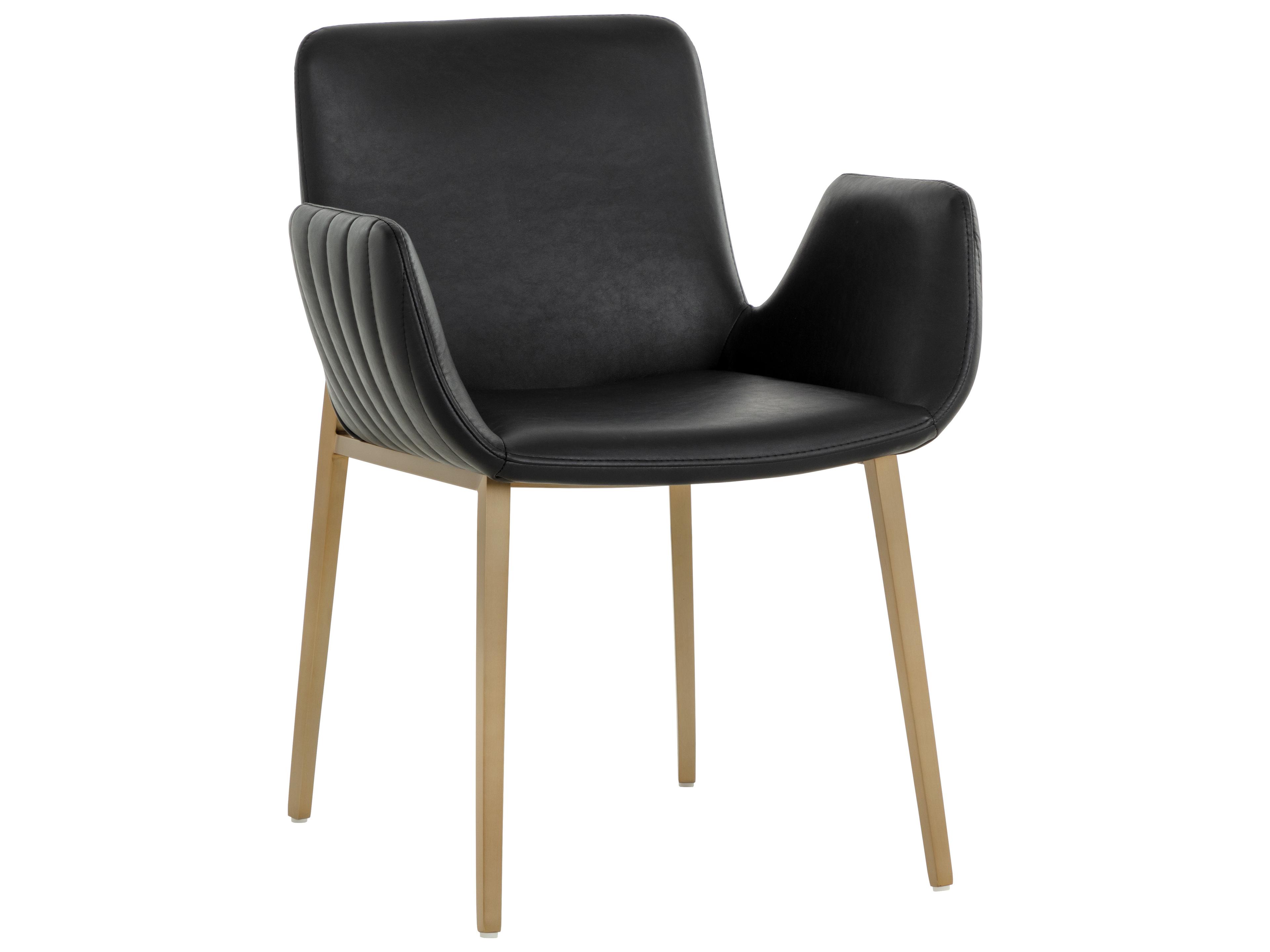 Sunpan Luca Black Faux Leather Arm Dining Chair