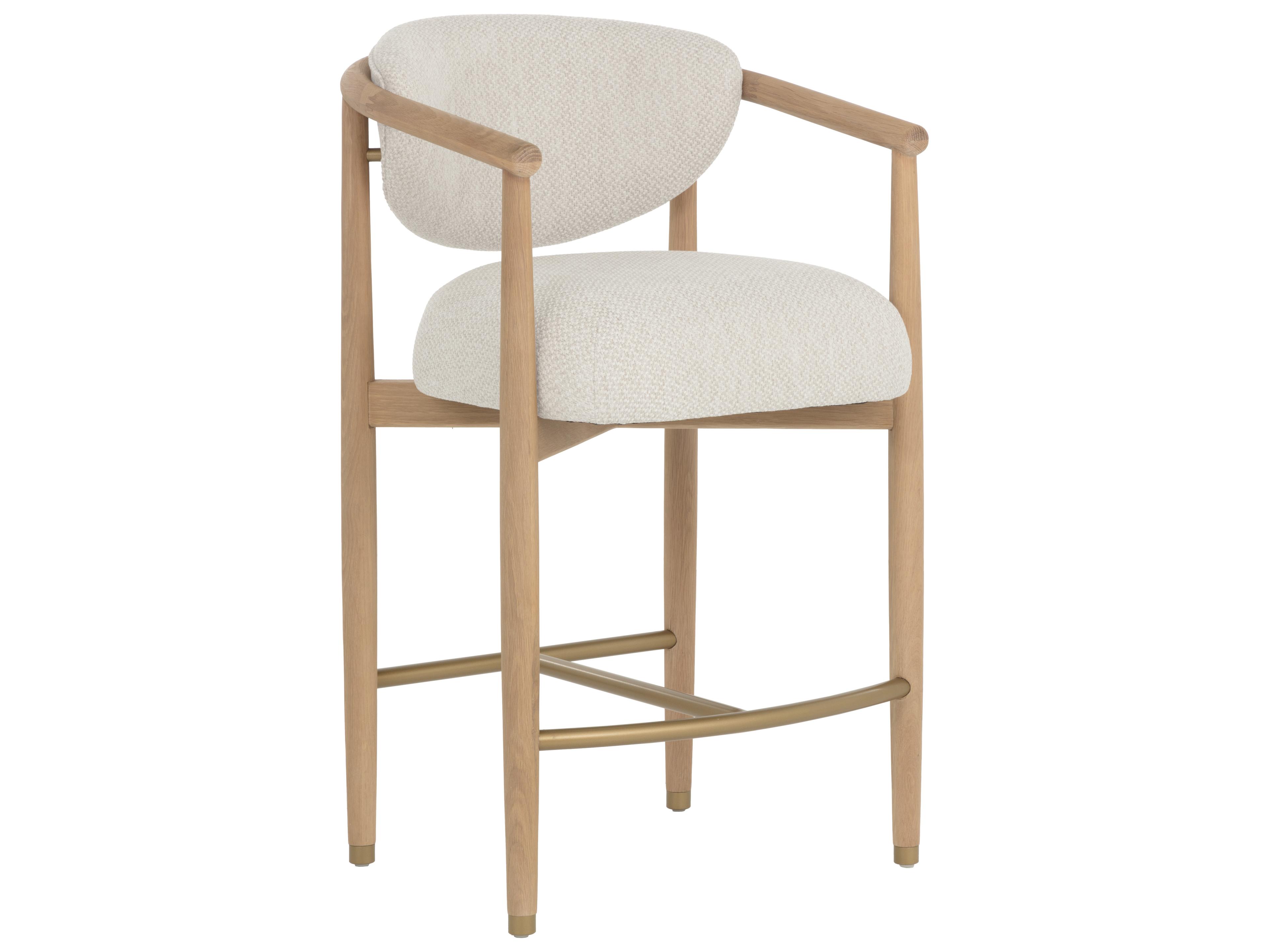 Sunpan Sigrid Counter Stool in Light Oak in Monument Oatmeal