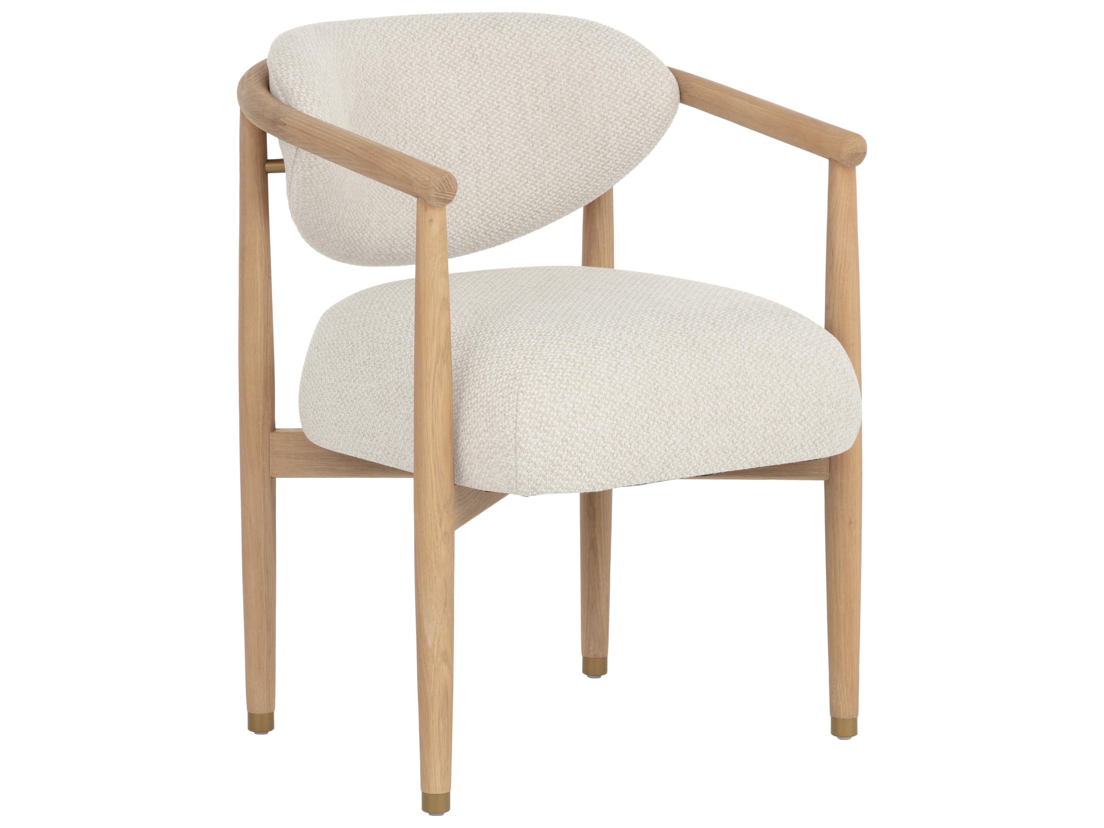 Sunpan Sigrid Dining Armchair in Light Oak in Monument Oatmeal