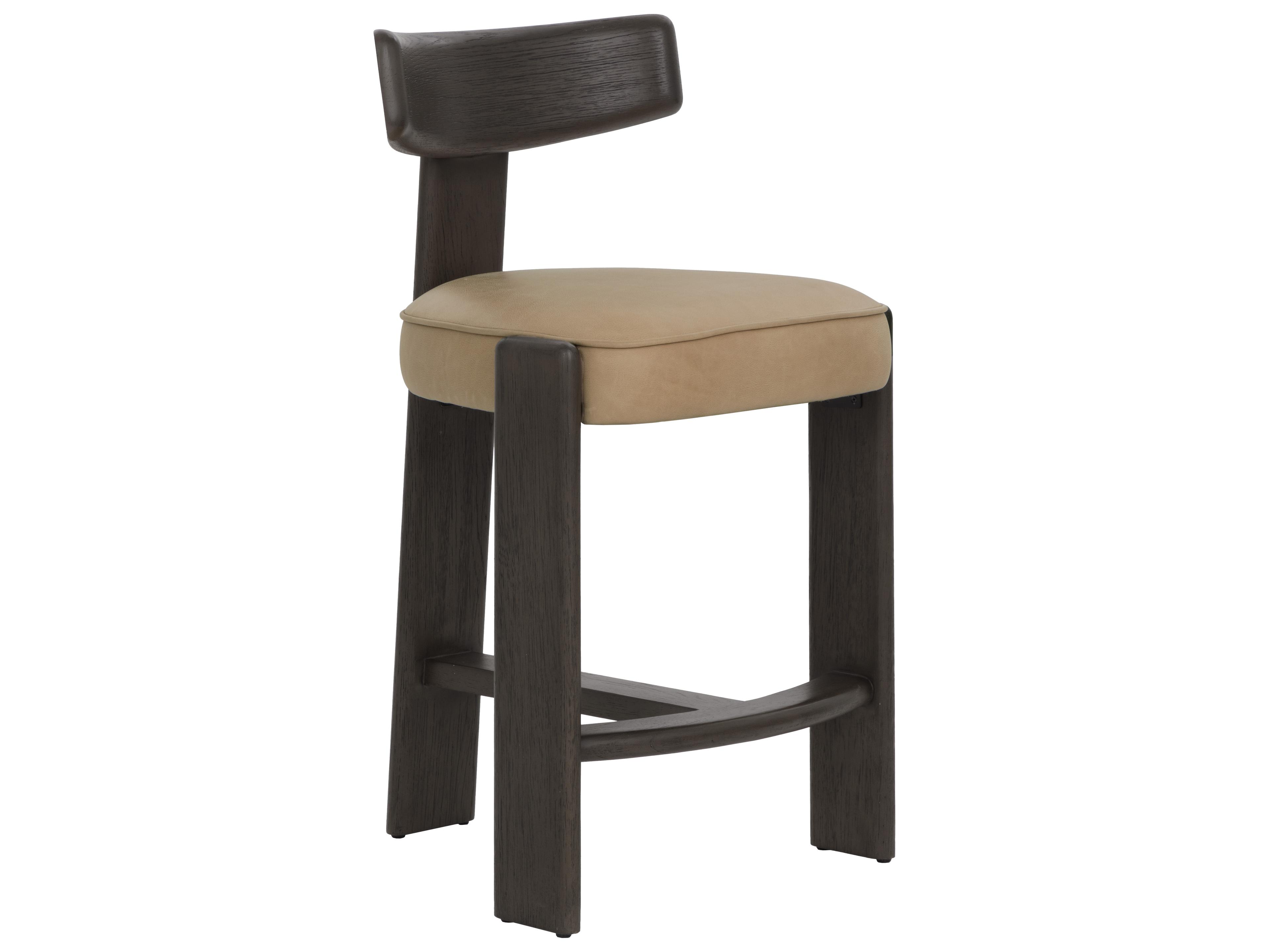 Sunpan Horton Counter Stool in Dark Brown in Sahara Sand Leather