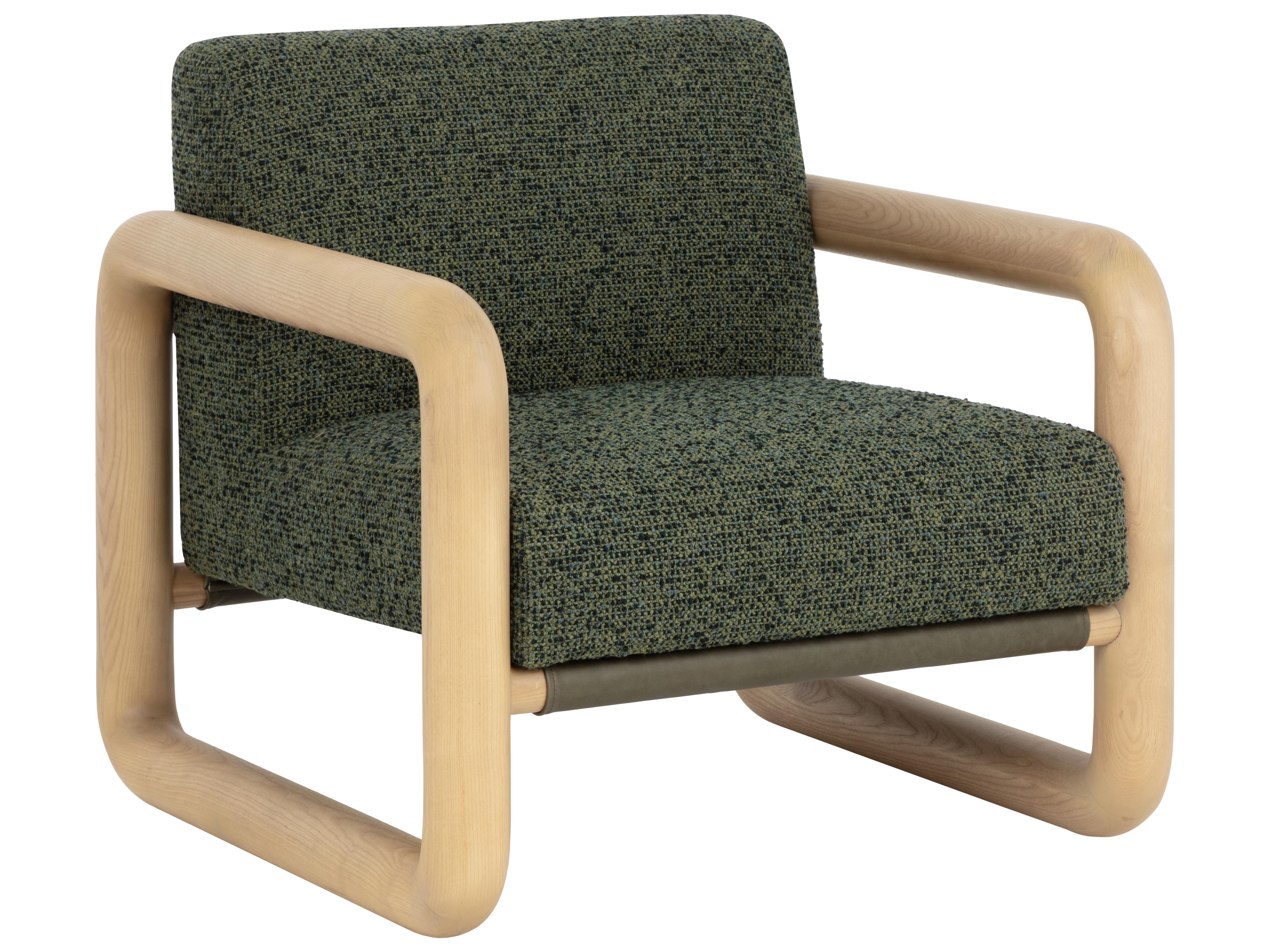 Sunpan Nubo Lounge Chair in Noah Meadow / Ludlow Dark Olive Leather