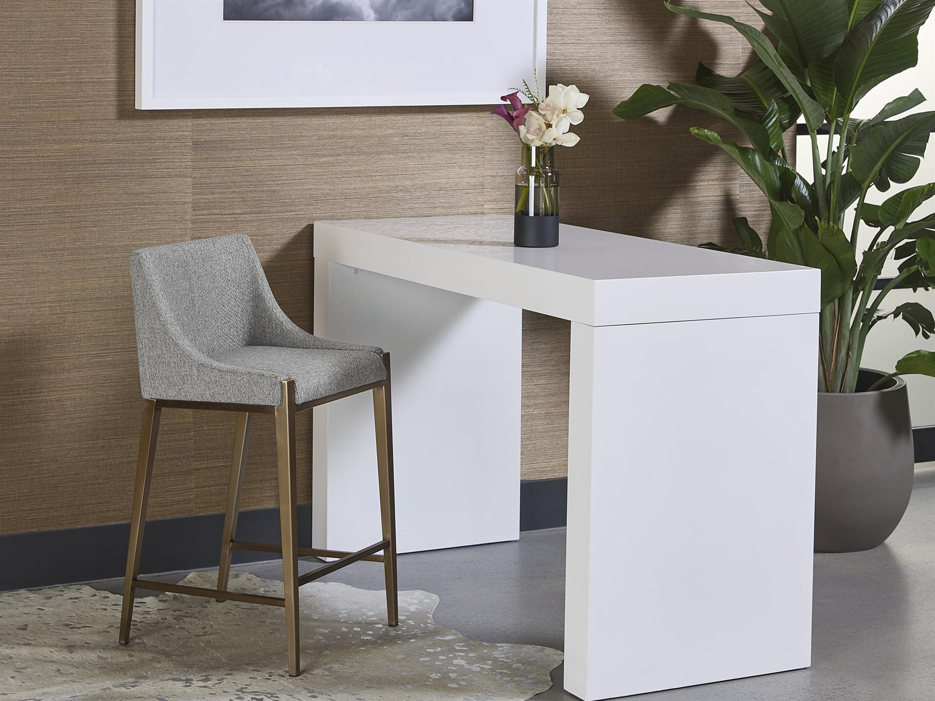 Sunpan Ikon 57" High Gloss White Rectangular Wood Bar Table