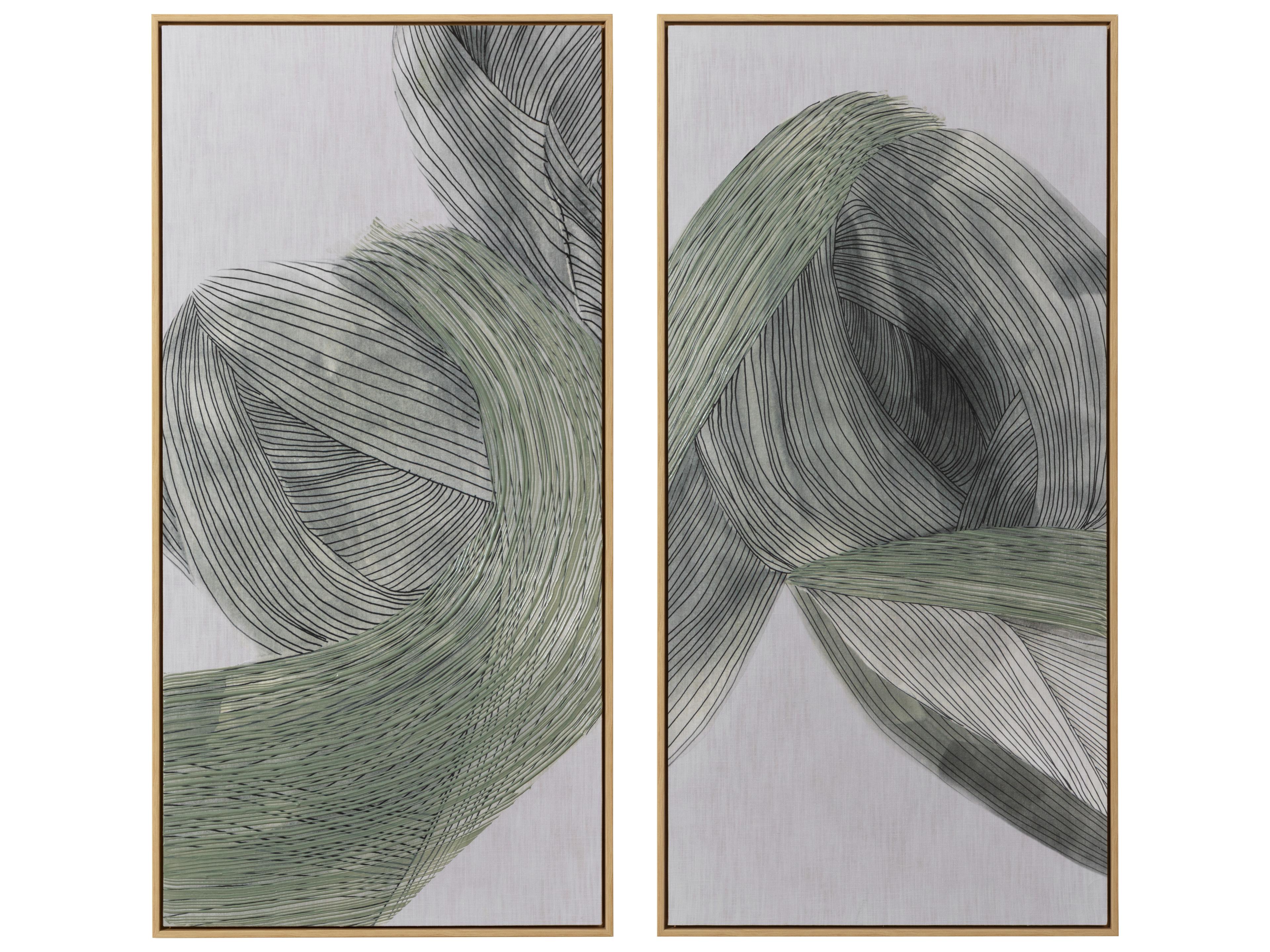 Sunpan Bloom And Flow (Set Of 2) in 30" X 60" in Natural Floater Frame