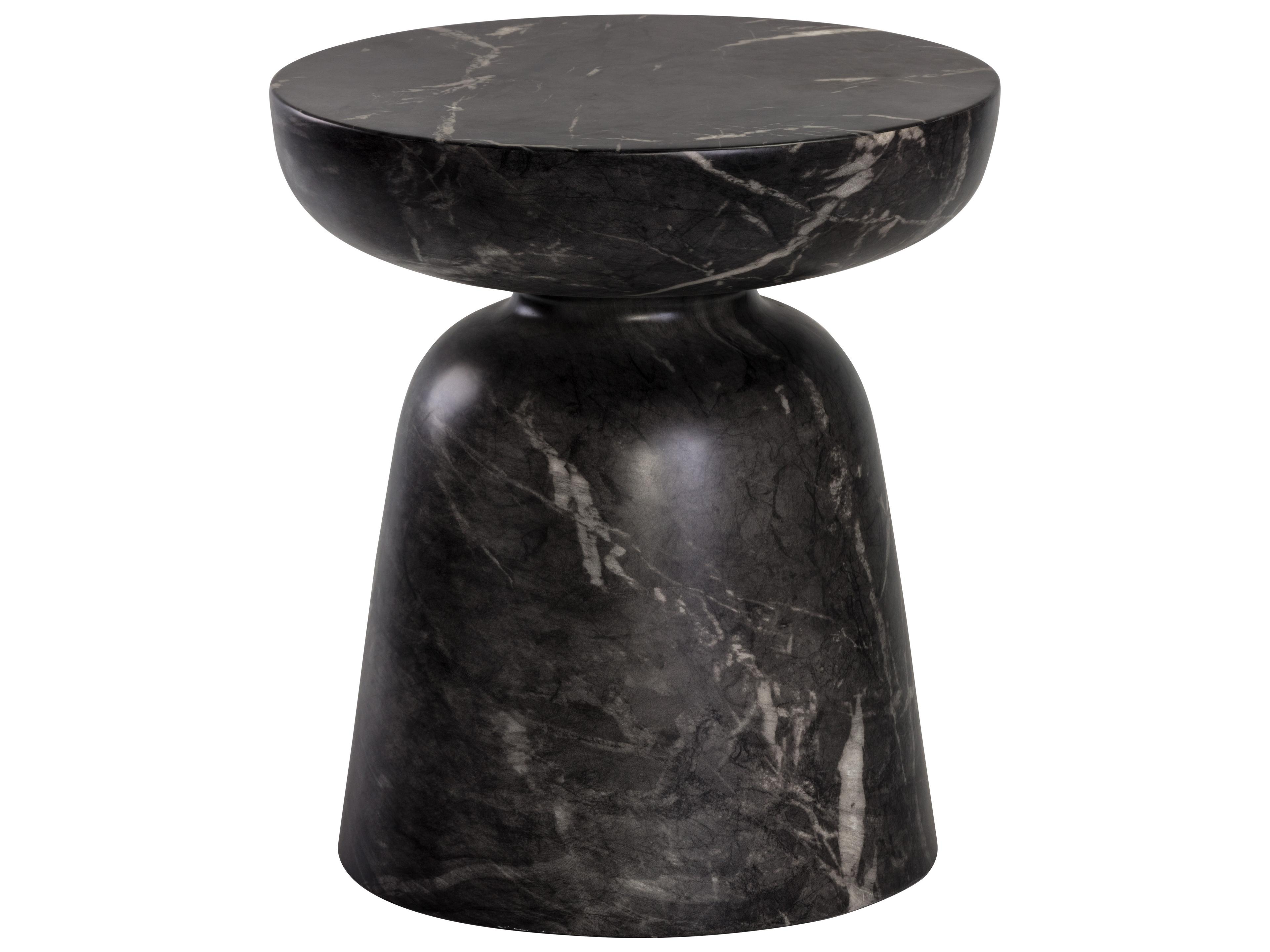 Sunpan Outdoor MIXT Lucida Concrete Marble Look Black Round End Table