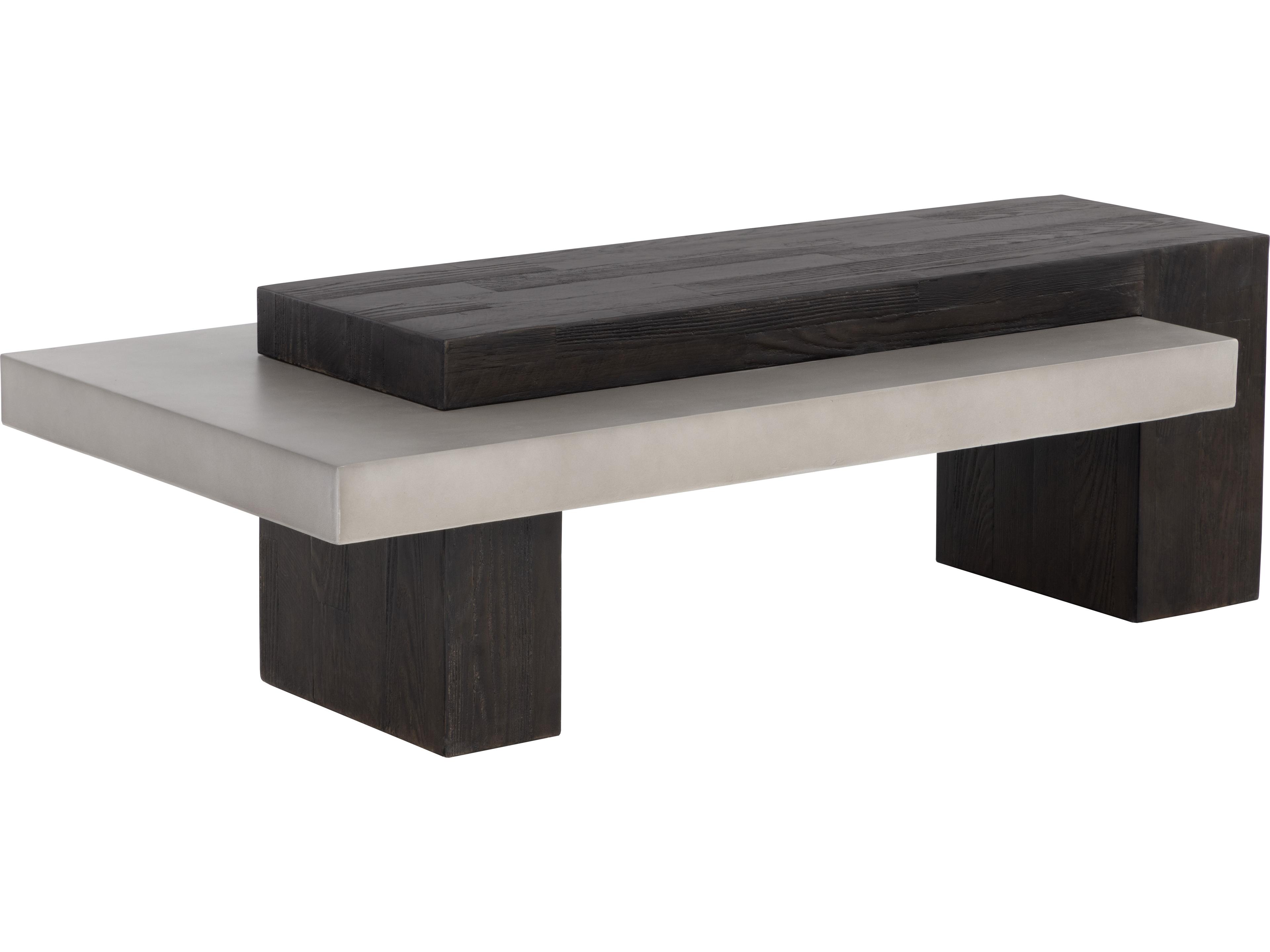 Sunpan Outdoor Solterra Herriot Concrete Dark Brown Rectangular Coffee Table Table