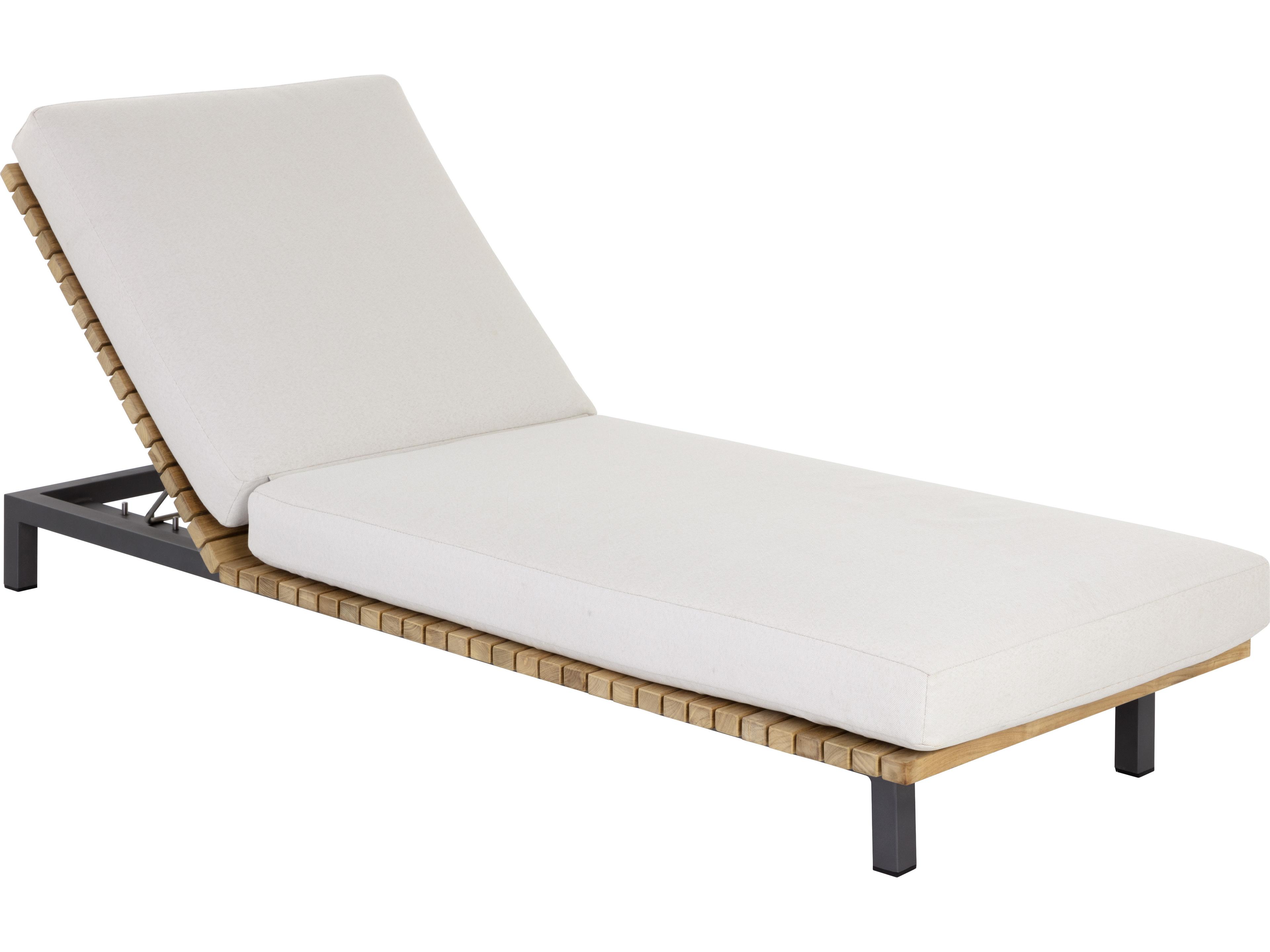 Sunpan Outdoor Geneve Aluminum Dark Grey Chaise Lounge in Palazzo Cream