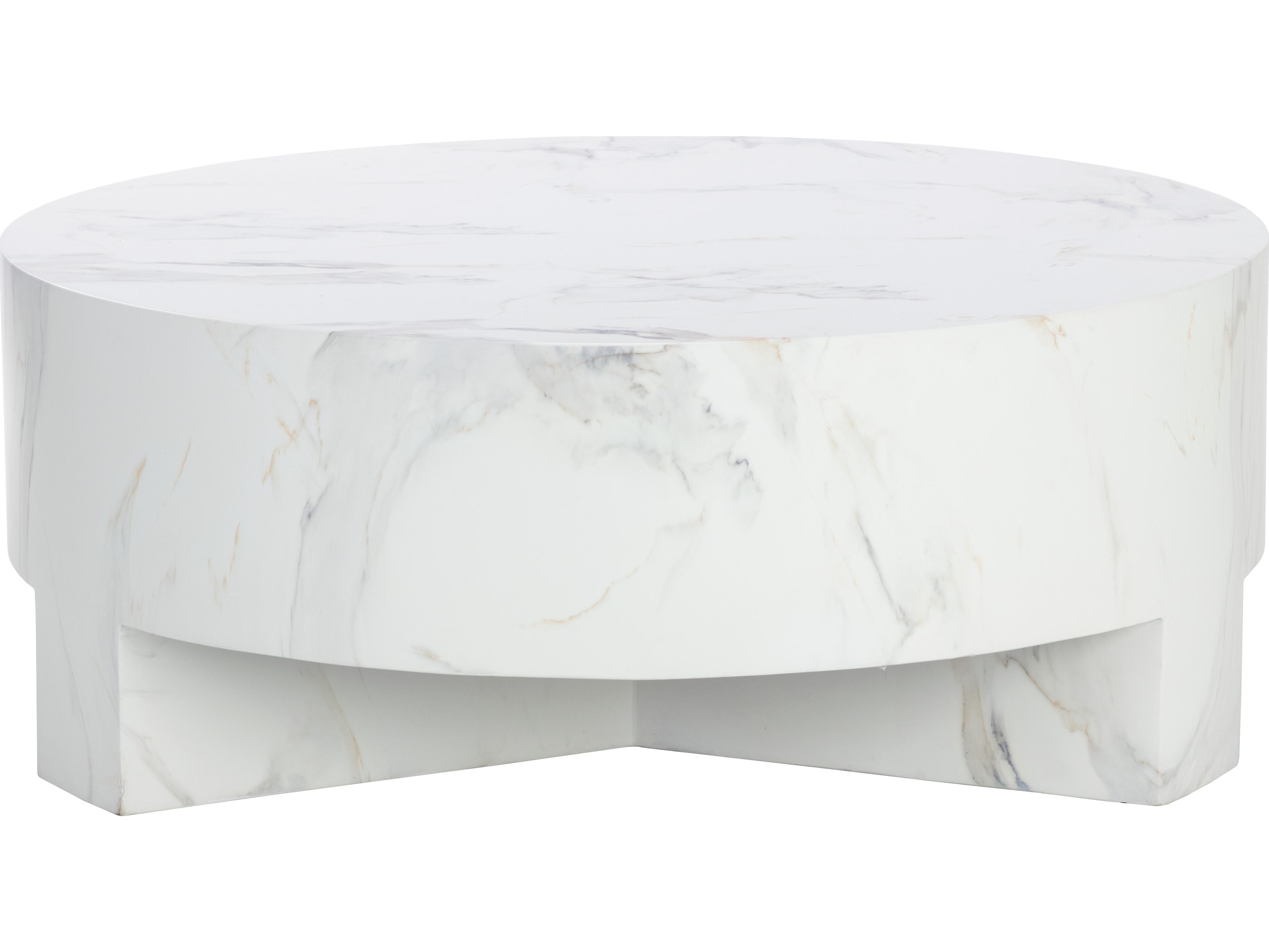 Sunpan Outdoor Mirella Concrete White Round Coffee Table