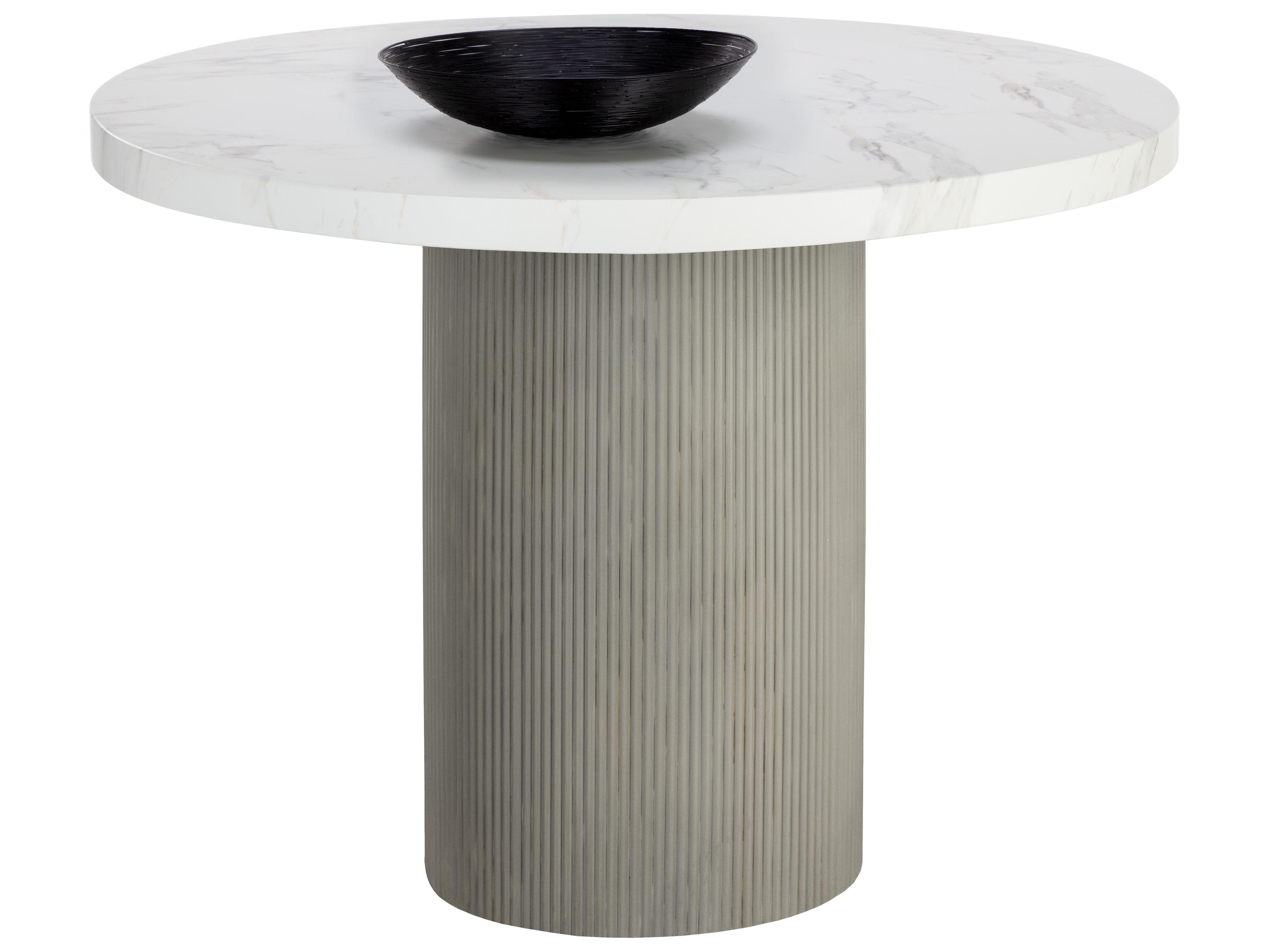 Sunpan Outdoor Nicolette Dining Table in Light Grey in Marble Look in 40"