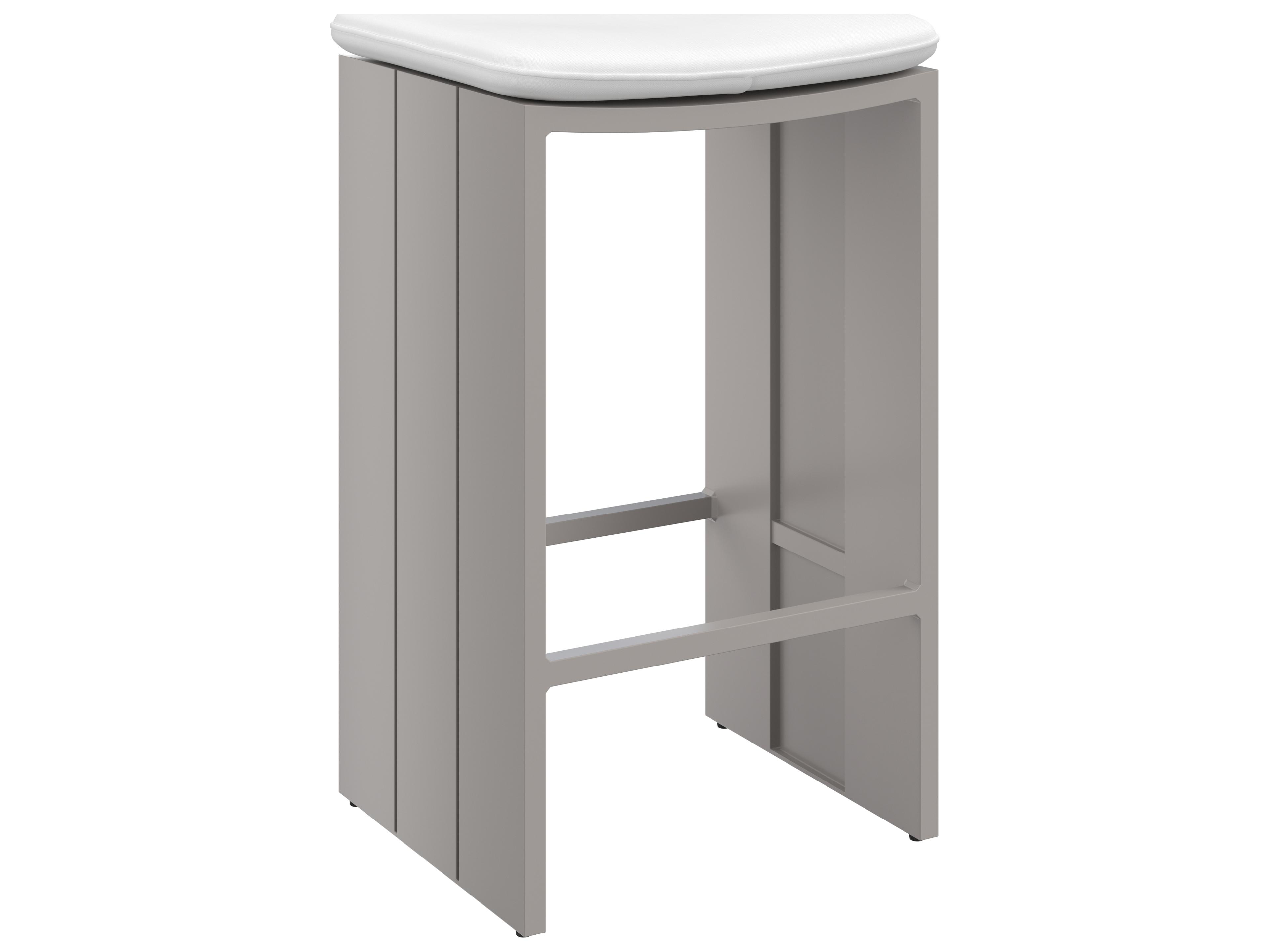 Sunpan Outdoor Verin Aluminum Greige Bar Stool in Stinson White