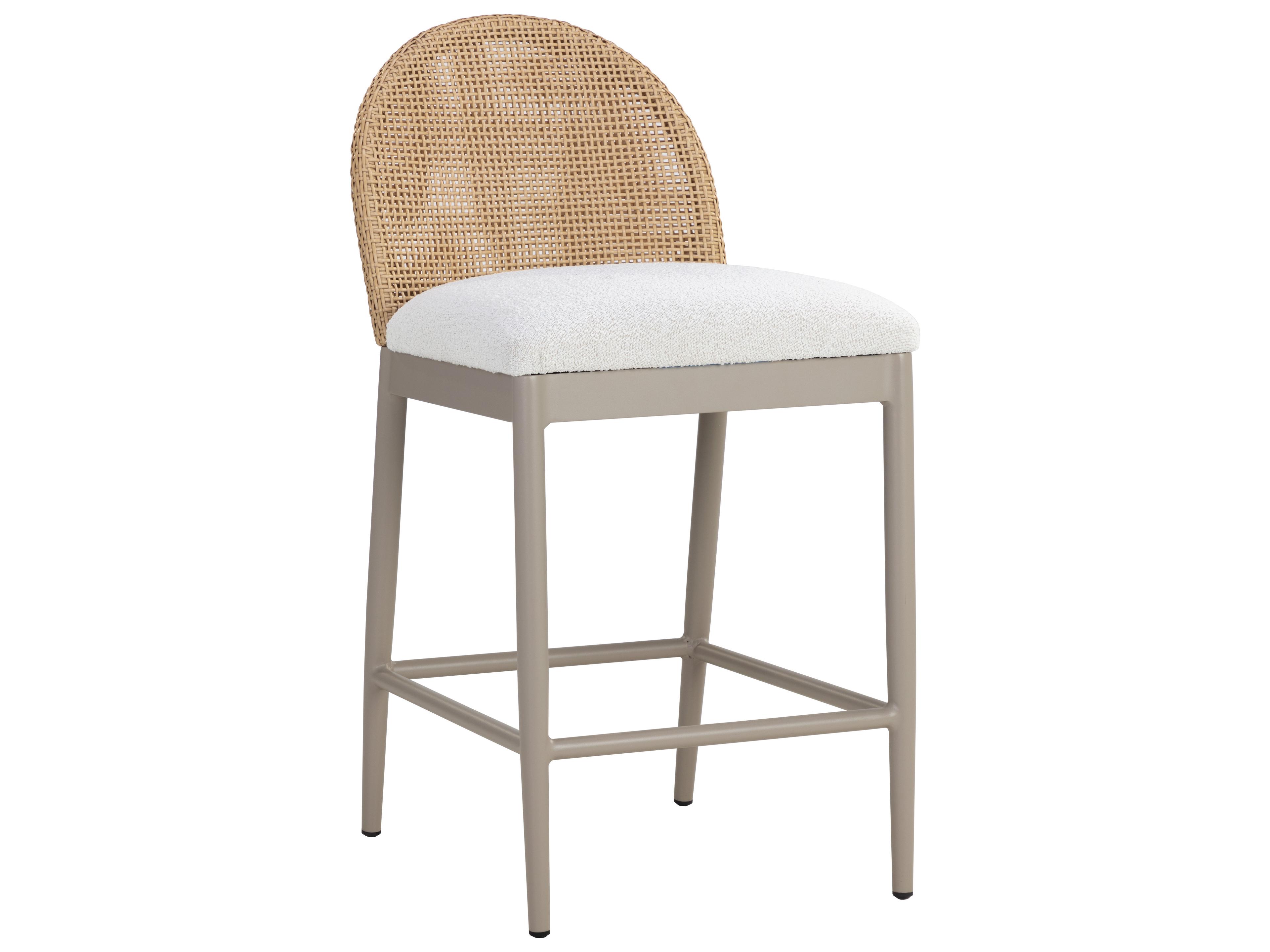 Sunpan Outdoor Calandri Aluminum Greige Counter Stool in Louis Cream