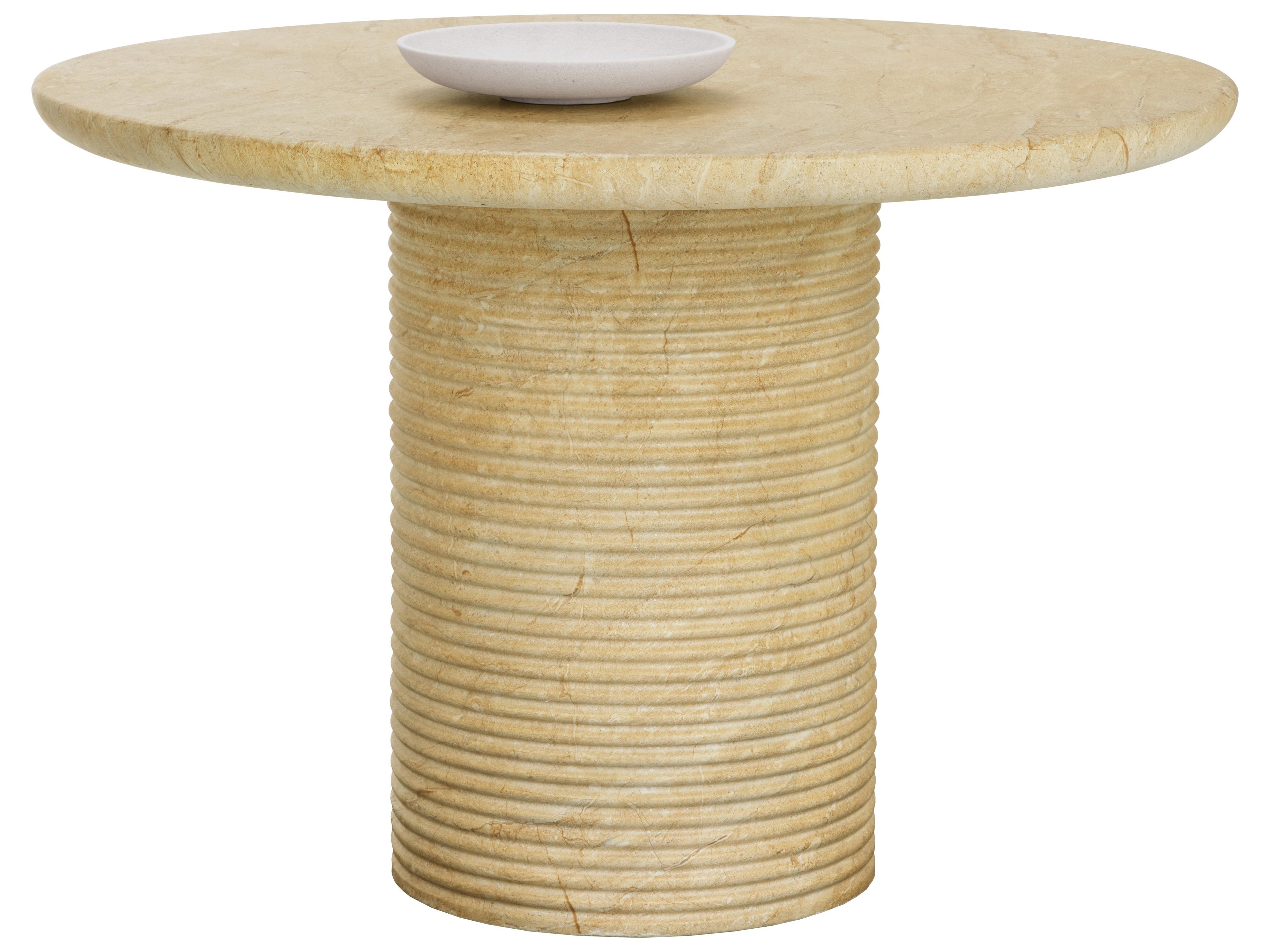 Sunpan Outdoor Riva Dining Table in Travertine Look in Natural in 43"