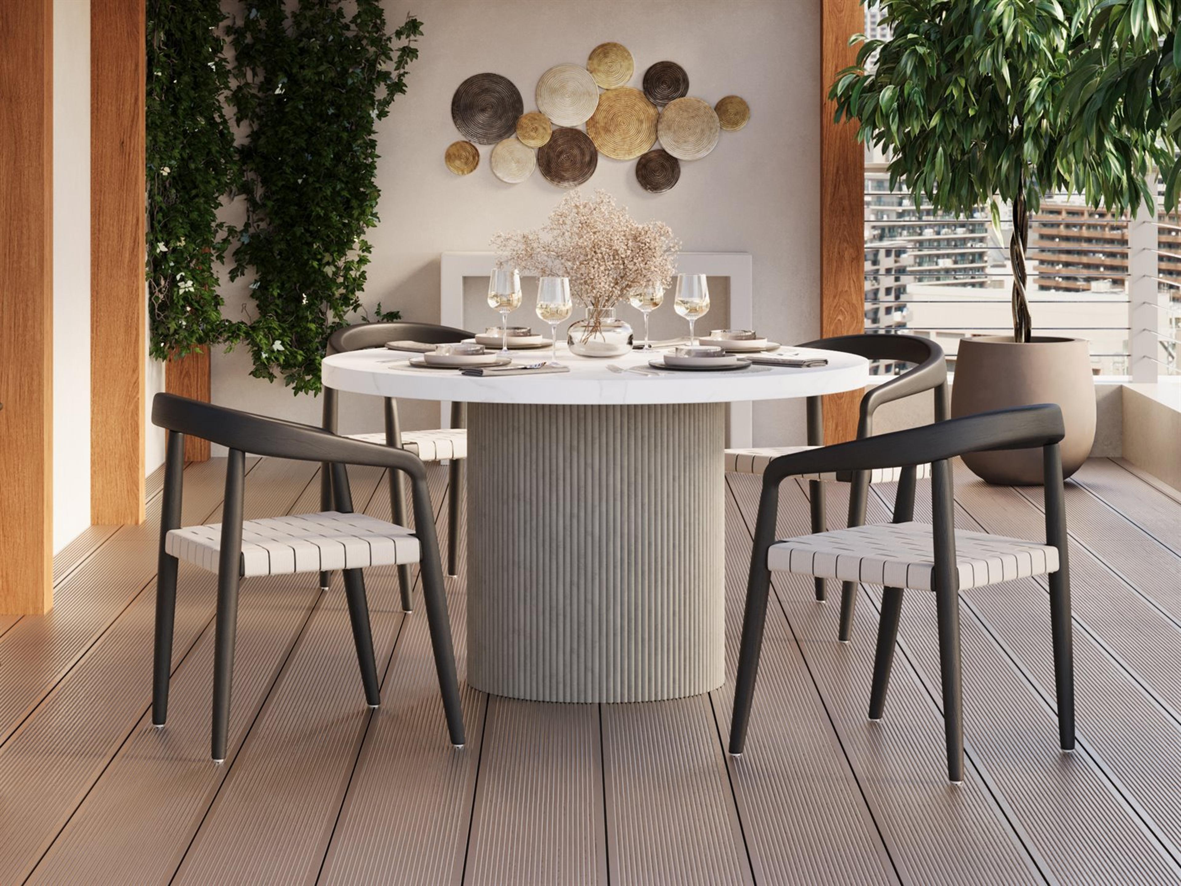 Sunpan Outdoor Cayman Teak Wood Charcoal Dining Set