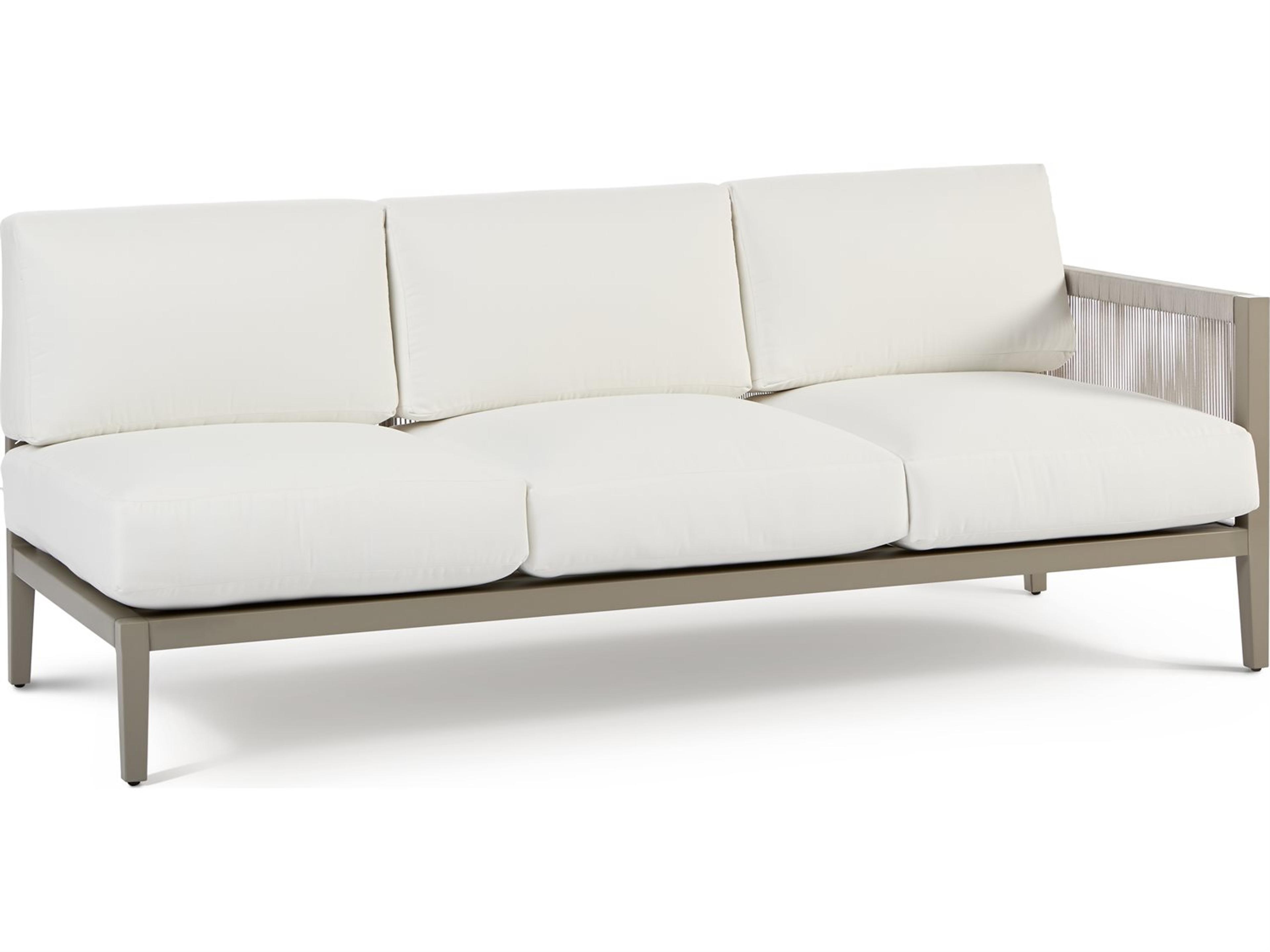 South Sea Rattan Nicole Aluminum Greystone Right Arm Patio Sofa