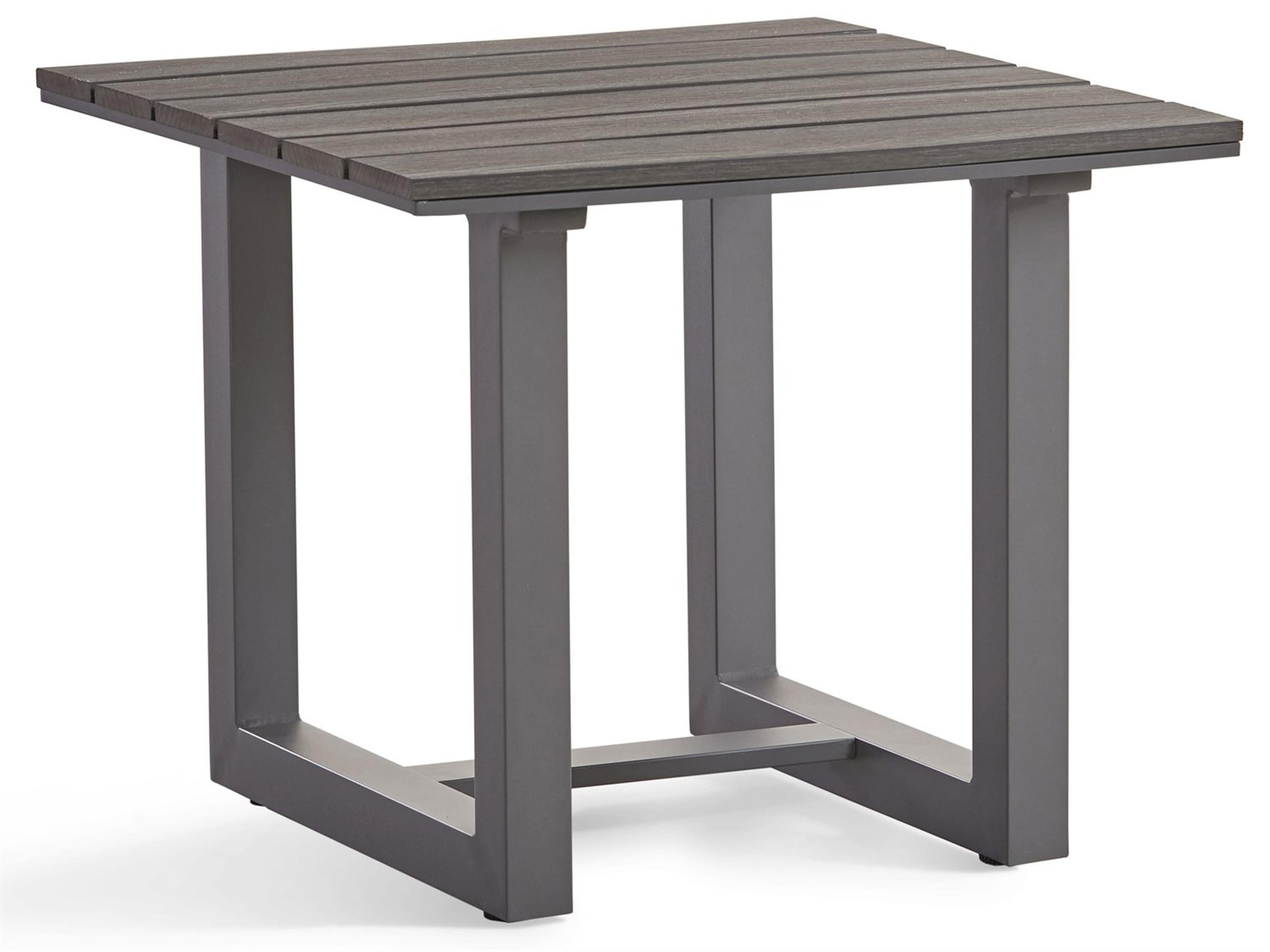South Sea Rattan Kingston Aluminum Gun Metal Rectangular Patio End Table