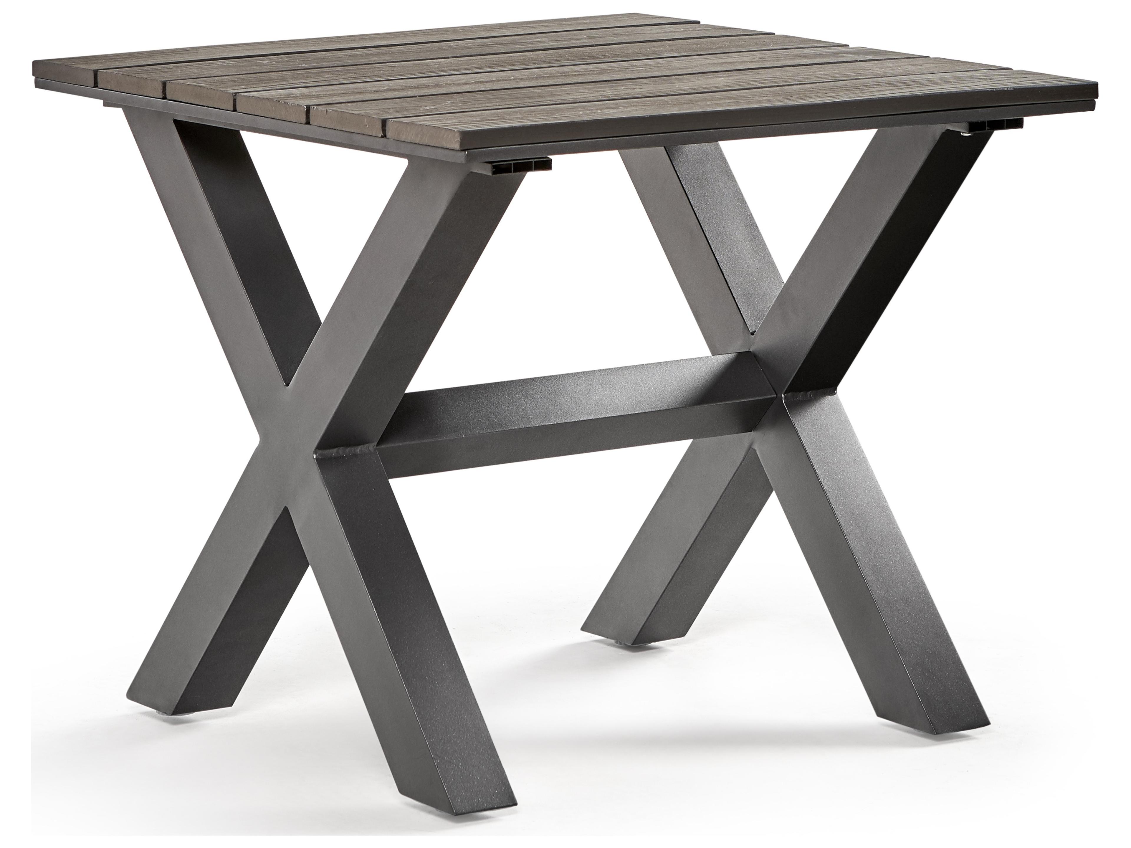 South Sea Rattan X Base Quick Ship Aluminum Square End Table