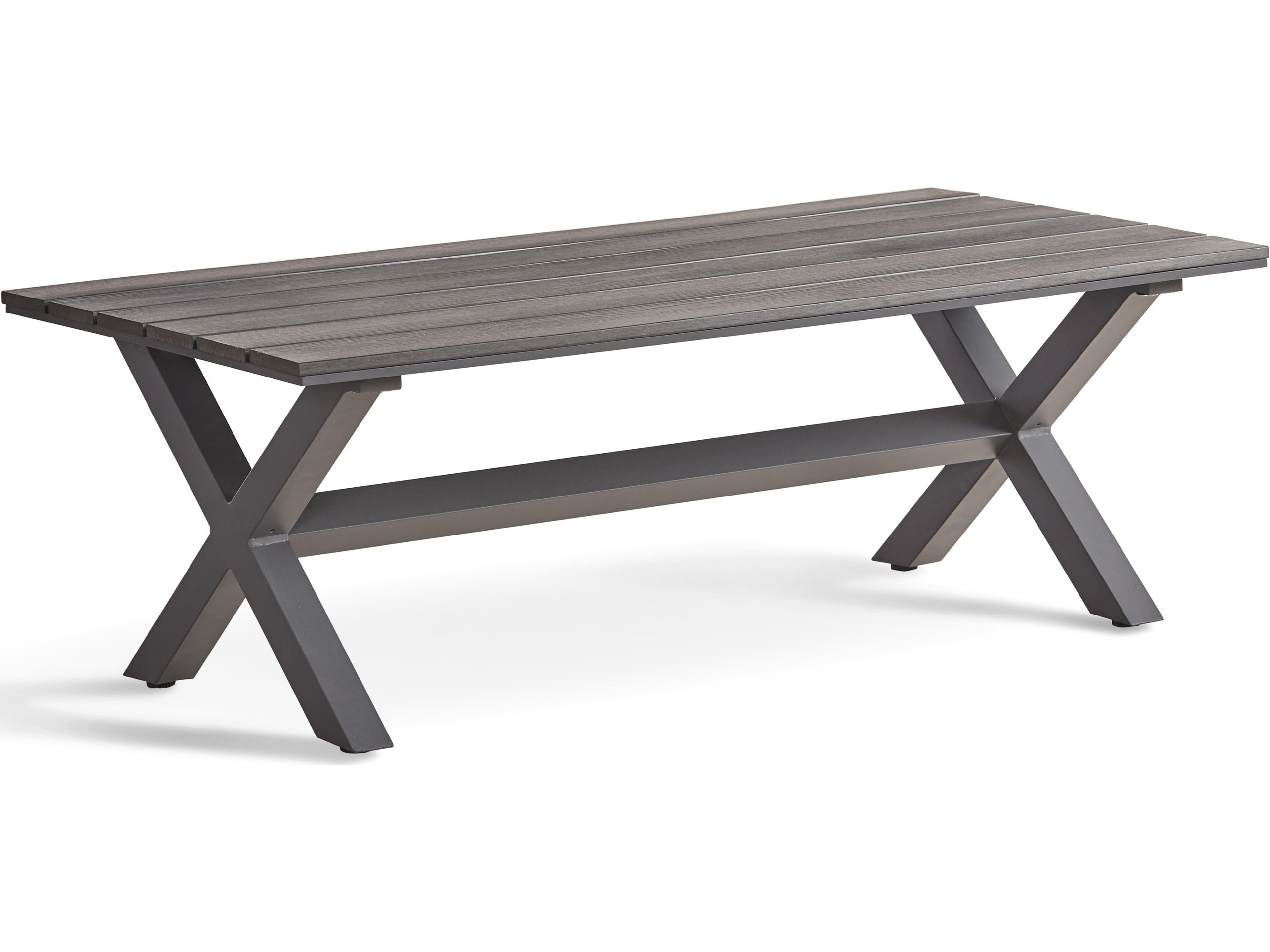 South Sea Rattan X Base Quick Ship Aluminum Rectangular Coffee Table