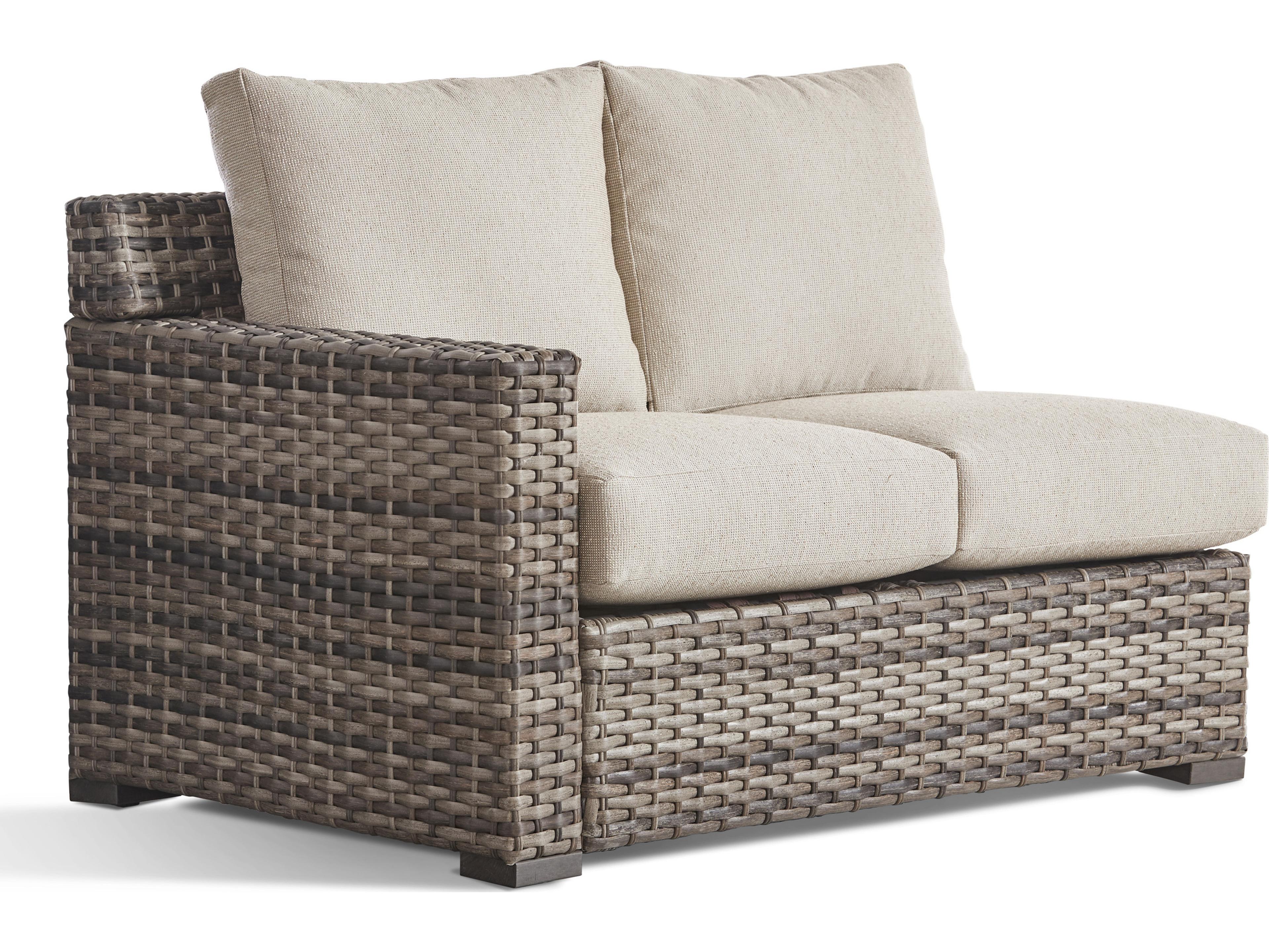 South Sea Rattan New Java Wicker Sandstone Left Arm Patio Loveseat