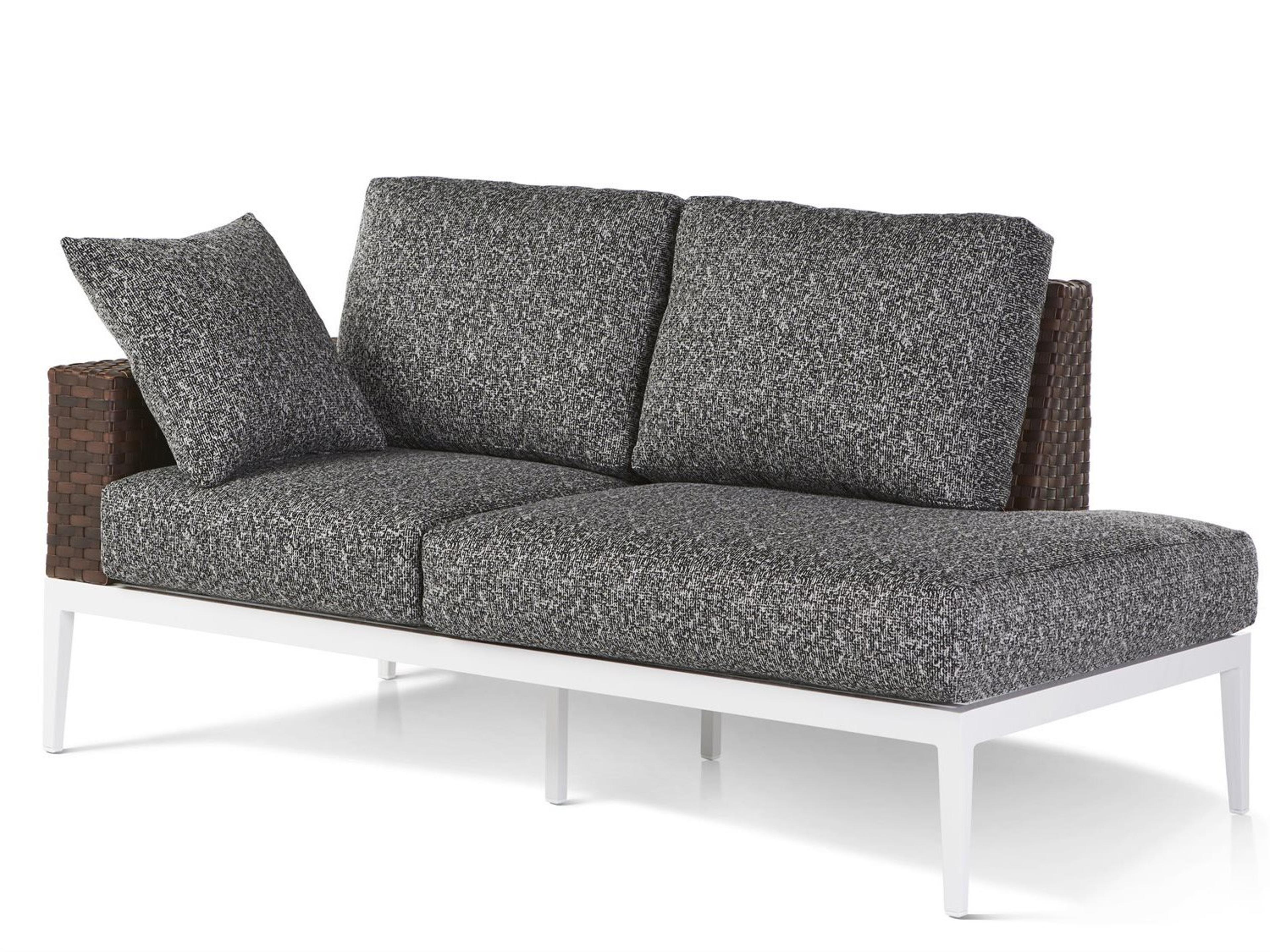 South Sea Rattan Stevie Wicker Outdoor Loveseat with Left Side Facing Table