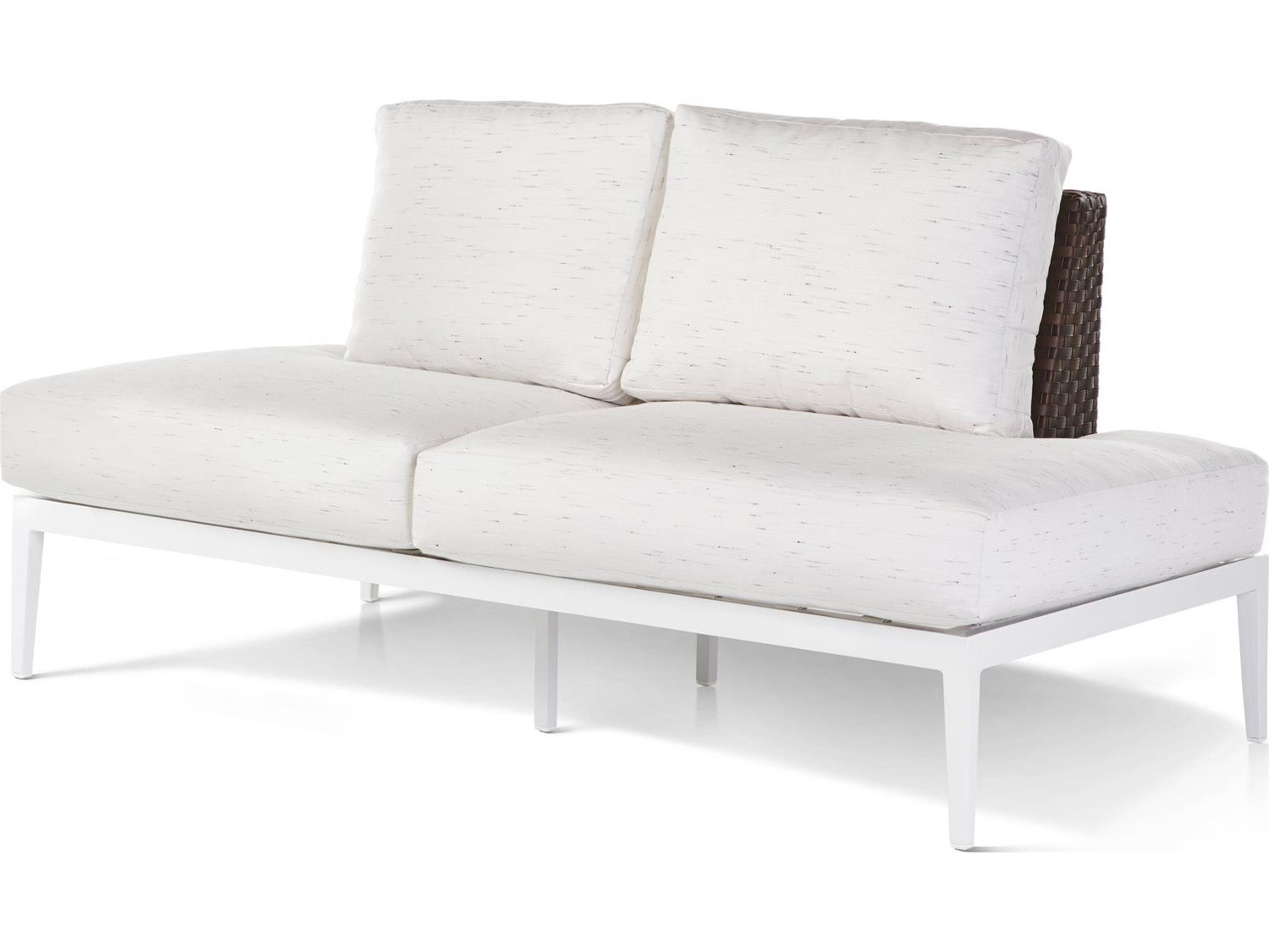 South Sea Rattan Stevie Wicker Left Arm Outdoor Chaise Lounge with Wrap Around Cushion