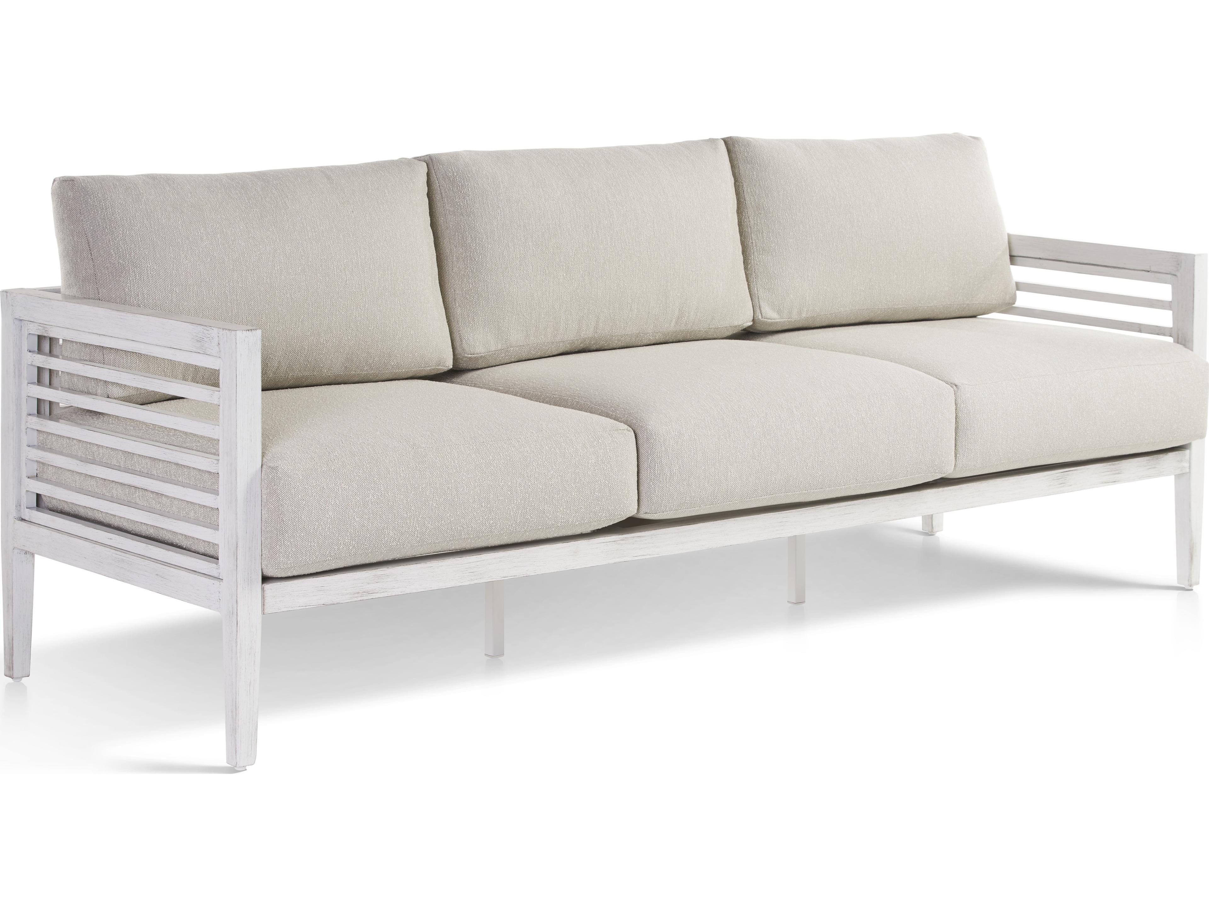 South Sea Rattan Veda Aluminum Soft White Patio Sofa
