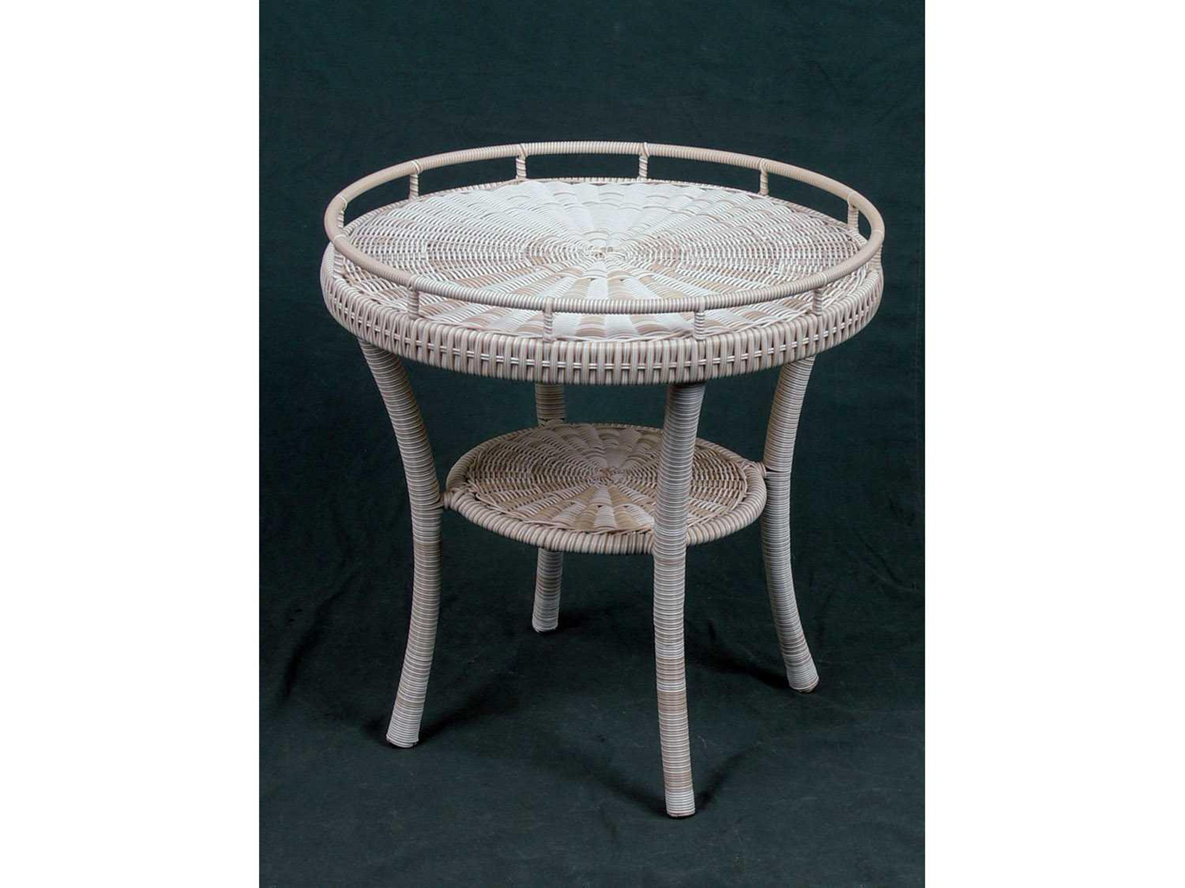 South Sea Rattan Napa Wicker Shell Round Patio End Table