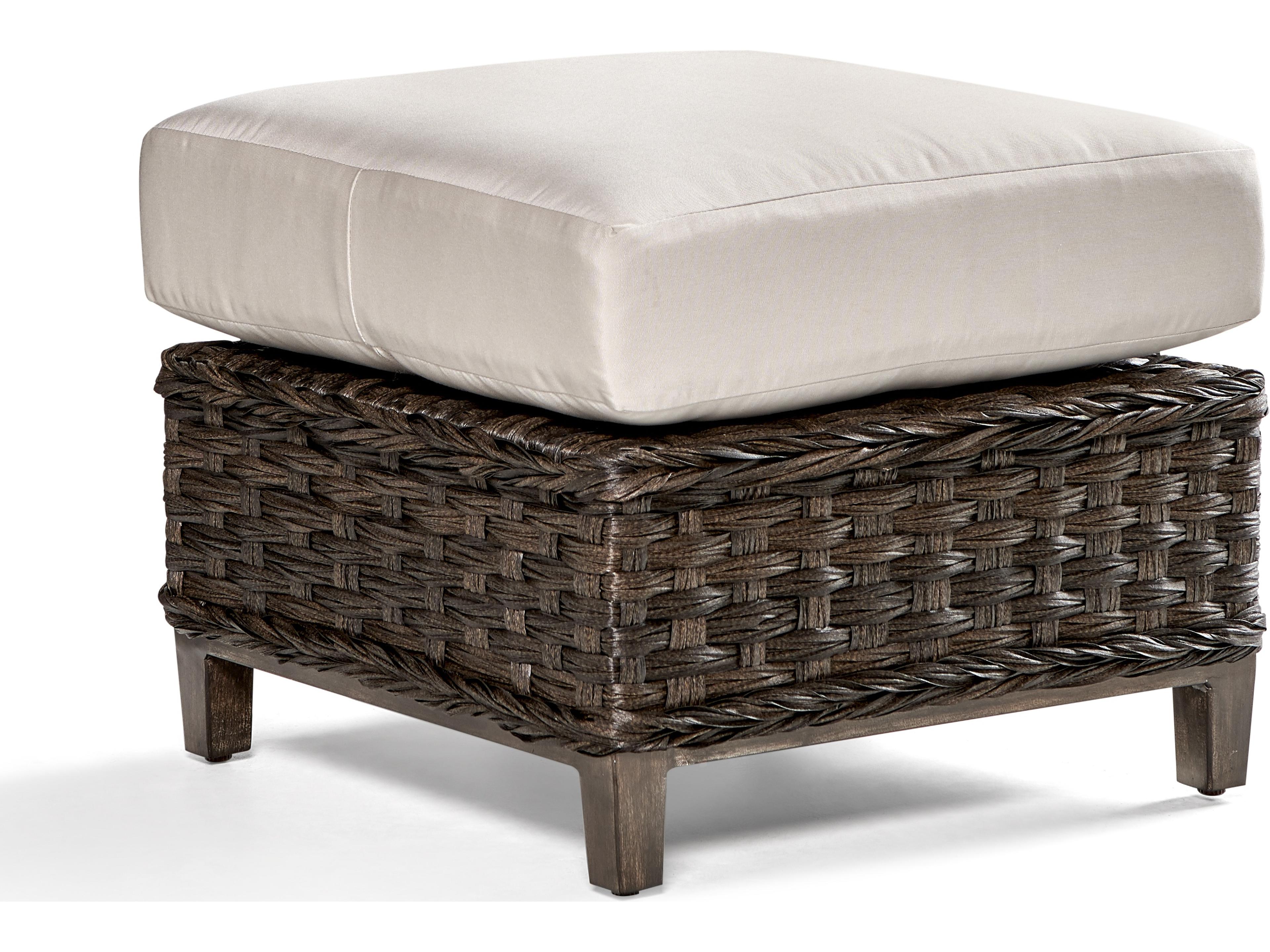 South Sea Rattan Grand Isle Quick Ship Wicker Cushion Ottoman