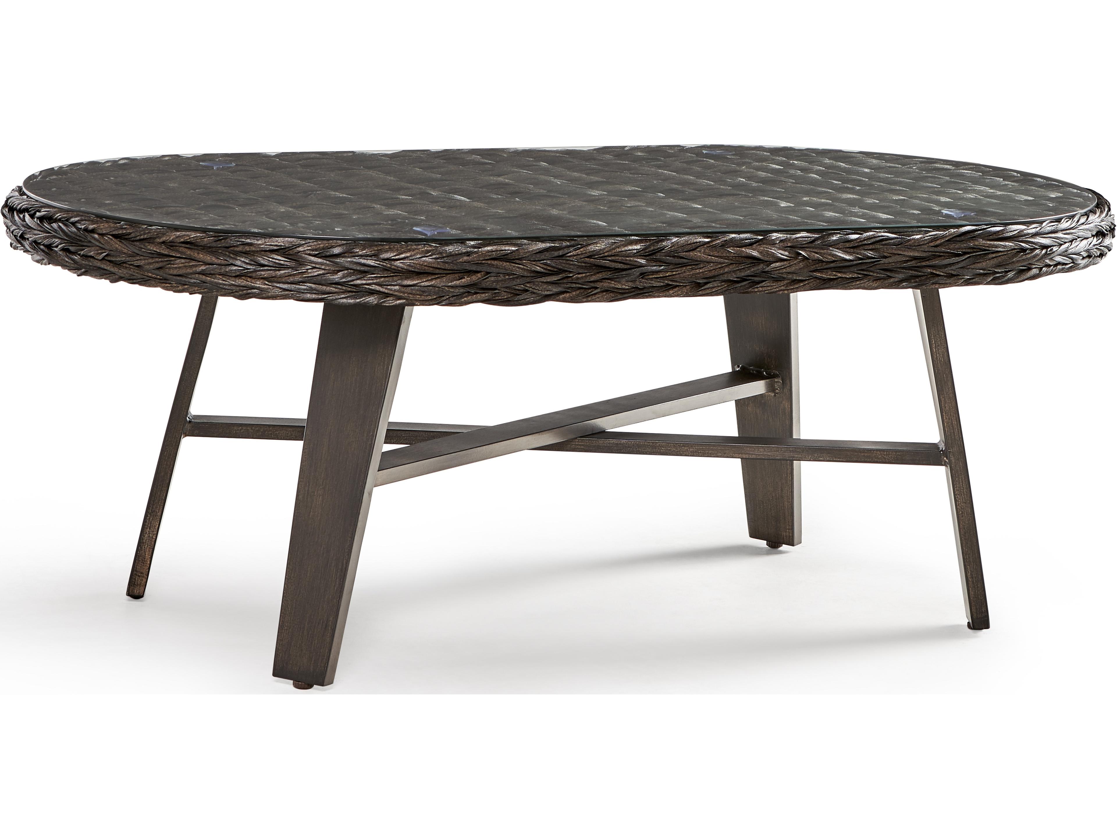 South Sea Rattan Grand Isle Quick Ship Wrought Aluminum Round Coffee Table