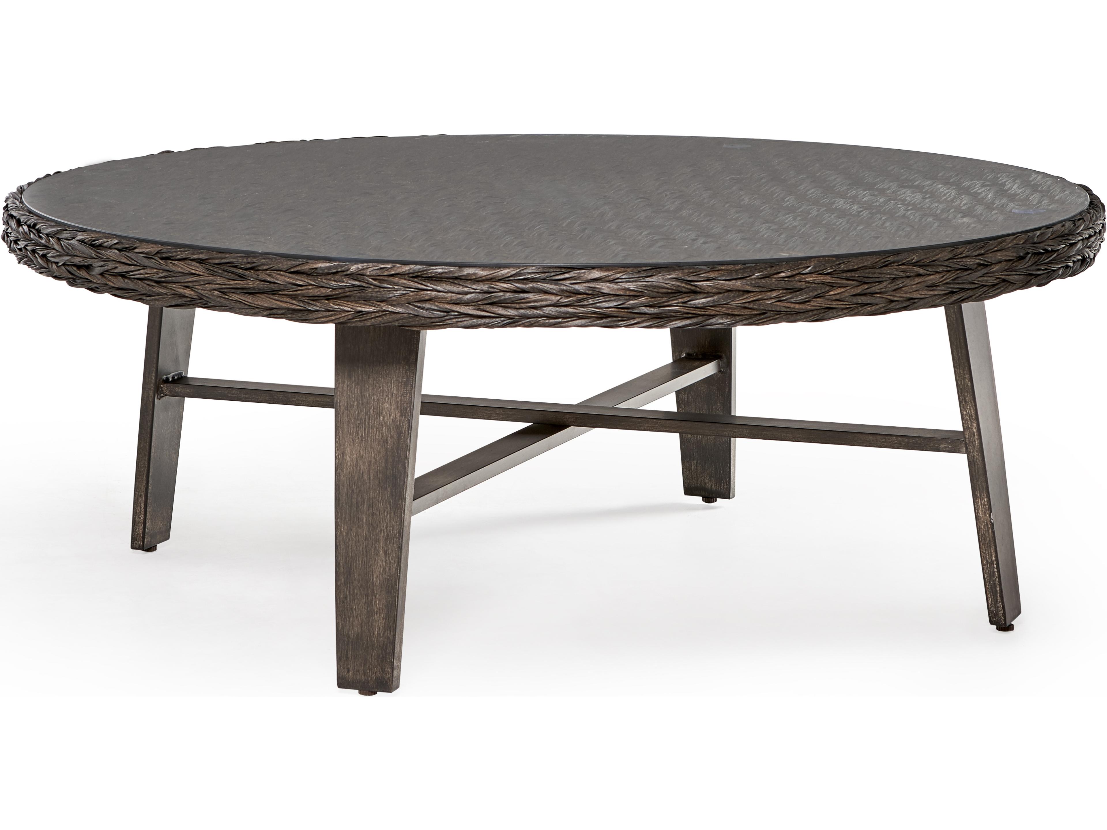 South Sea Rattan Grand Isle Quick Ship Wicker Round Coffee Table