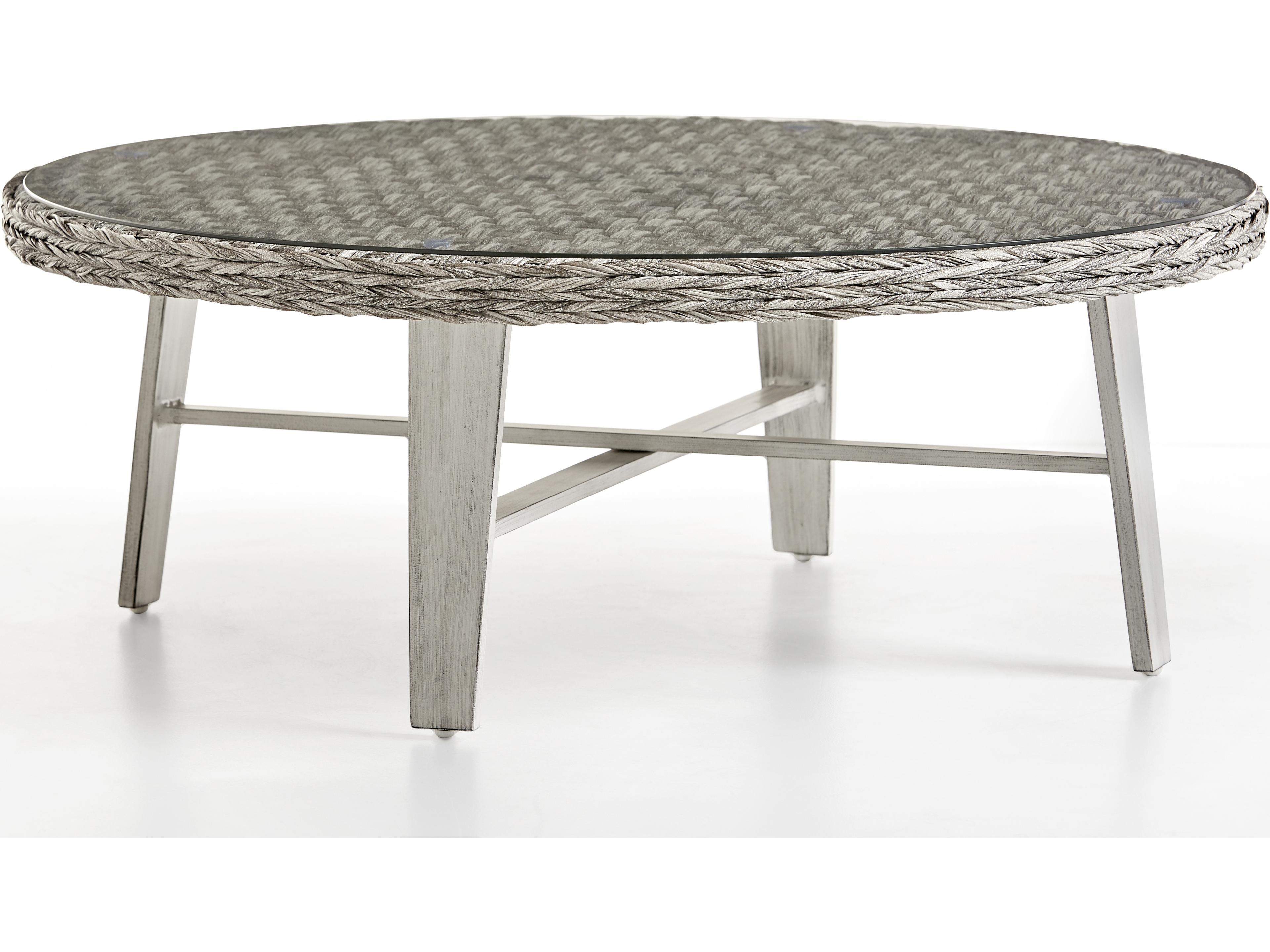 South Sea Rattan Grand Isle Quick Ship Wicker Round Coffee Table