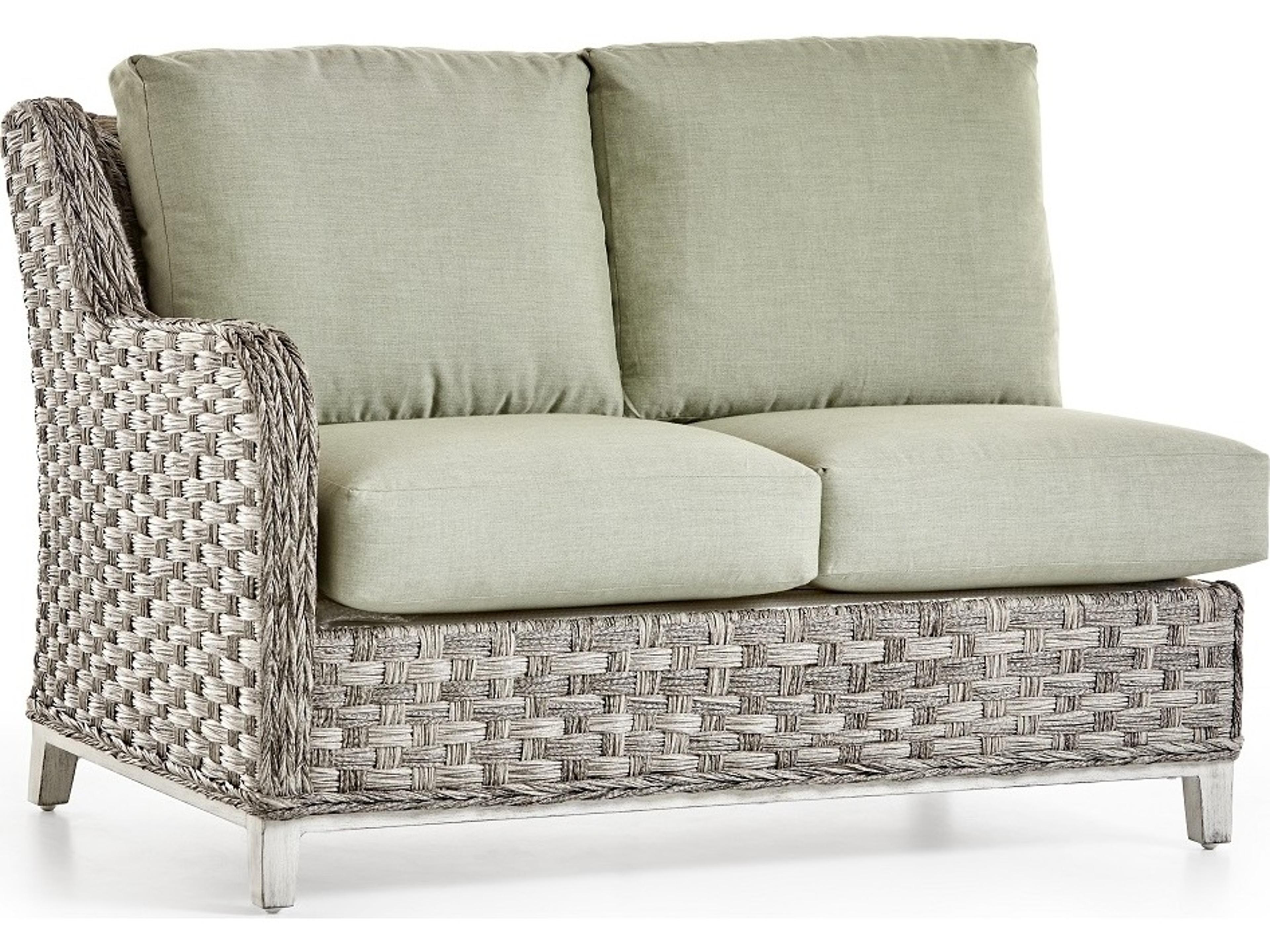 South Sea Rattan Grand Isle Wicker Left Arm Outdoor Patio Loveseat