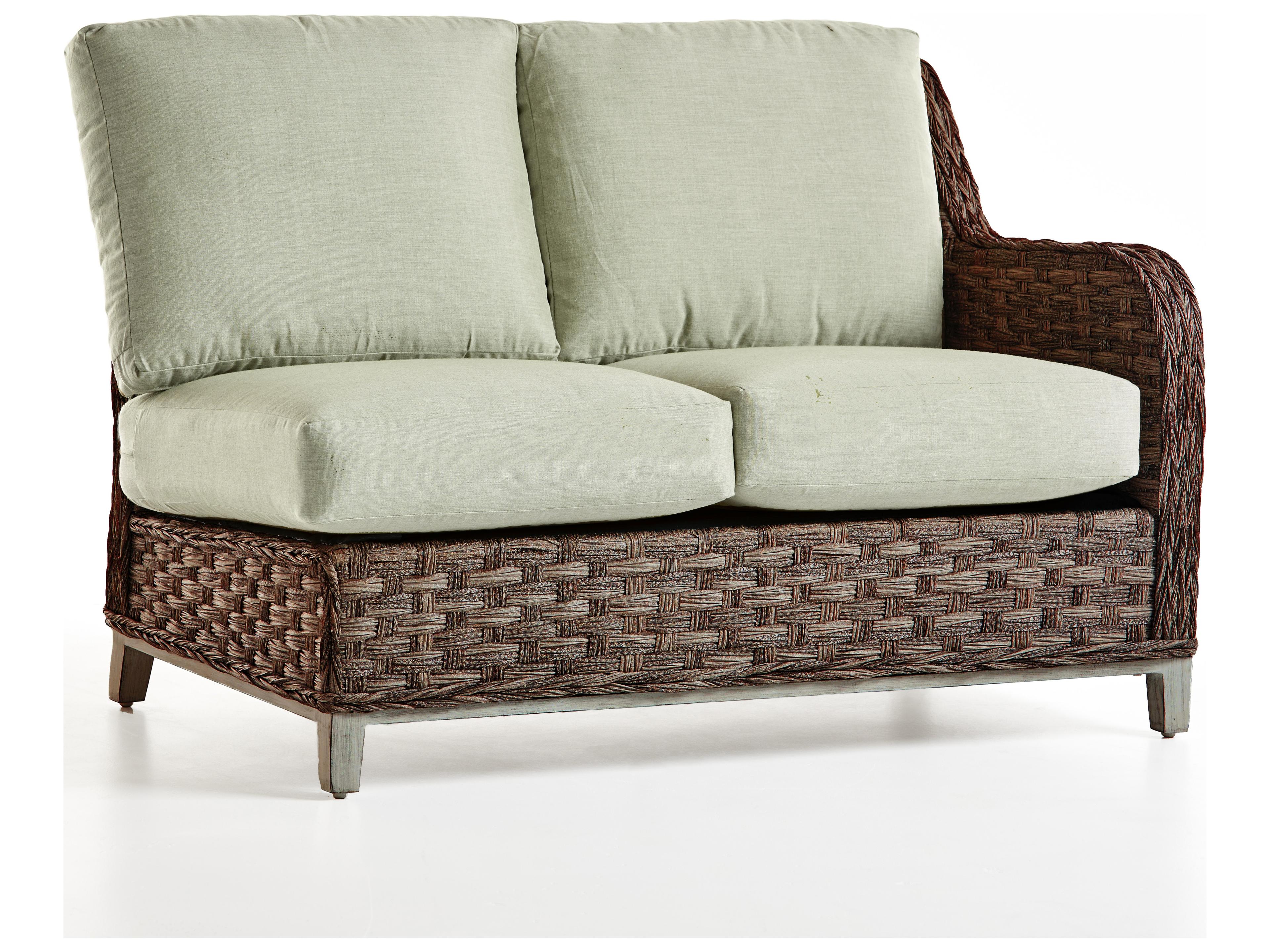 South Sea Rattan Grand Isle Quick Ship Wicker Cushion Loveseat