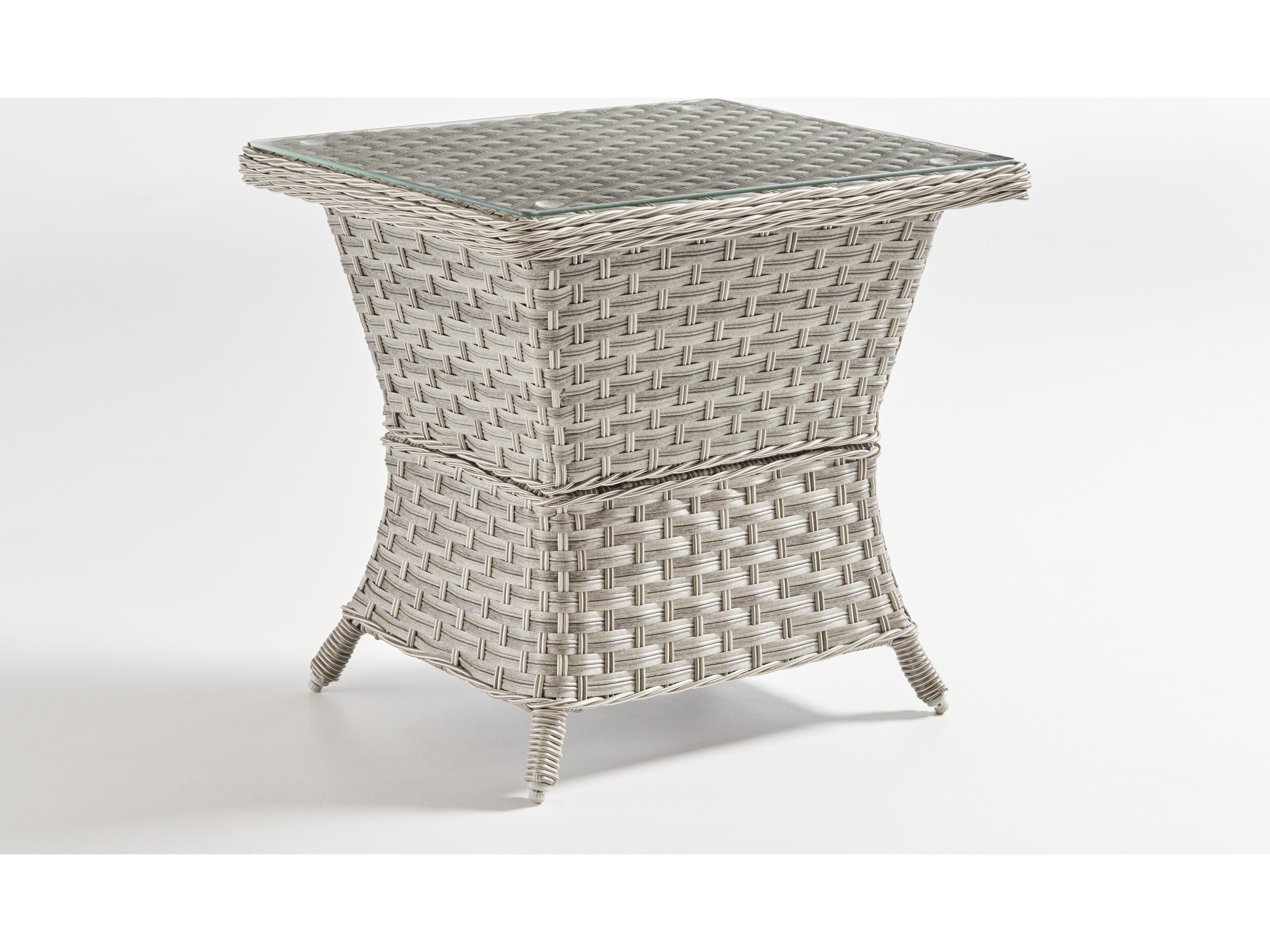 South Sea Rattan Mayfair Quick Ship Wicker Square End Table