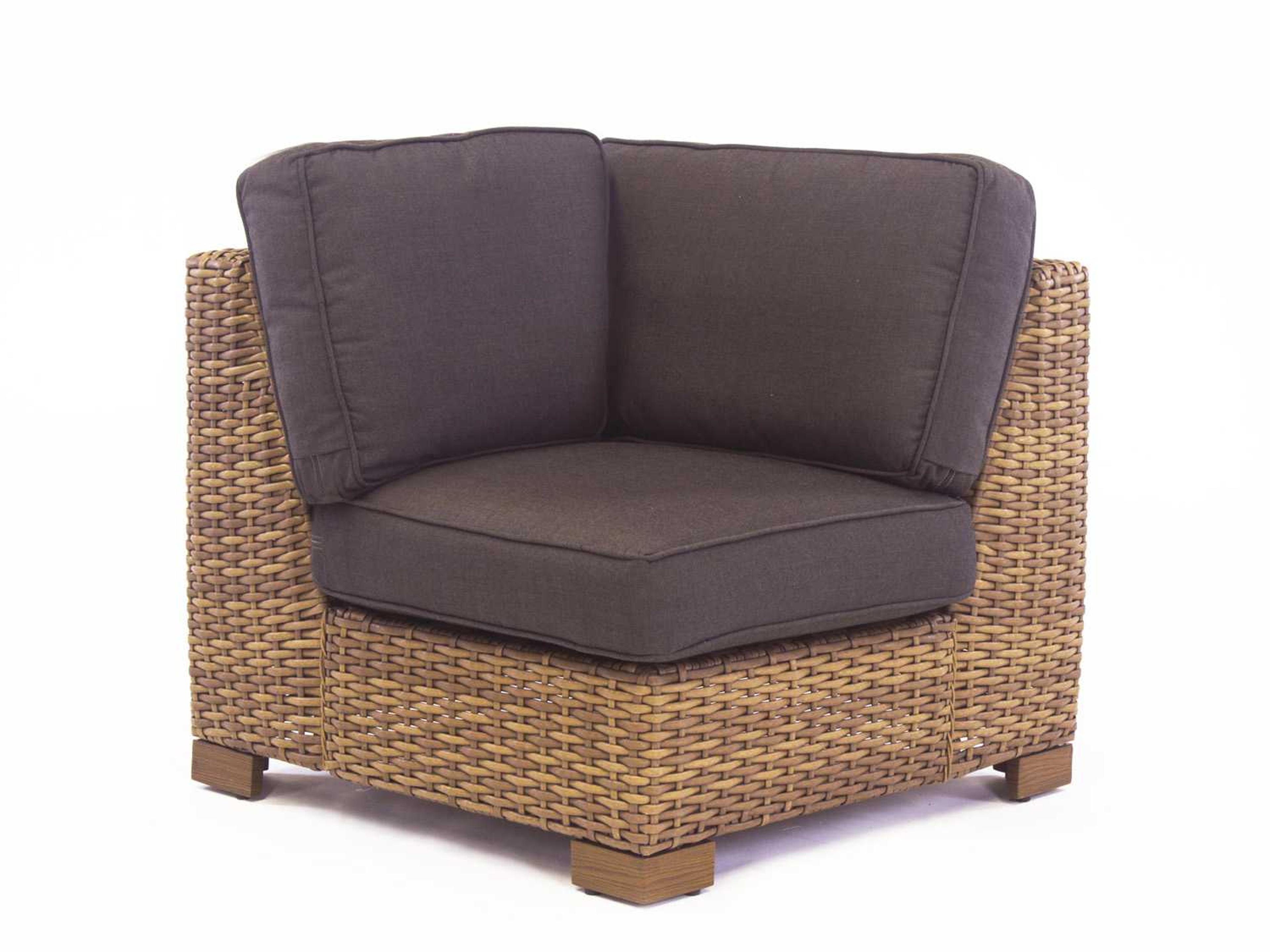 South Sea Rattan Java Wicker Honey Corner Patio Lounge Chair