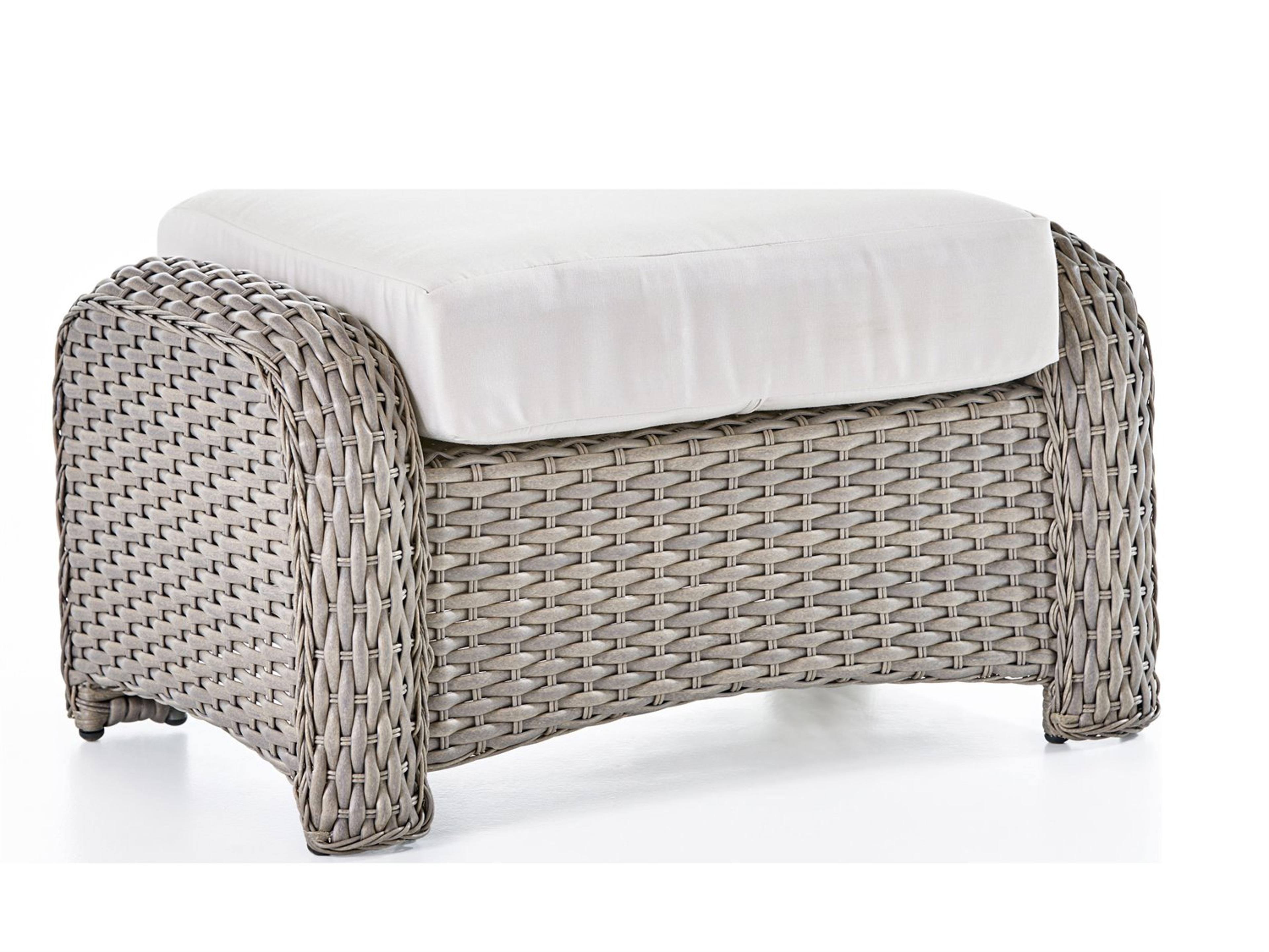 South Sea Rattan St Tropez Quick Ship Wicker Cushion Ottoman