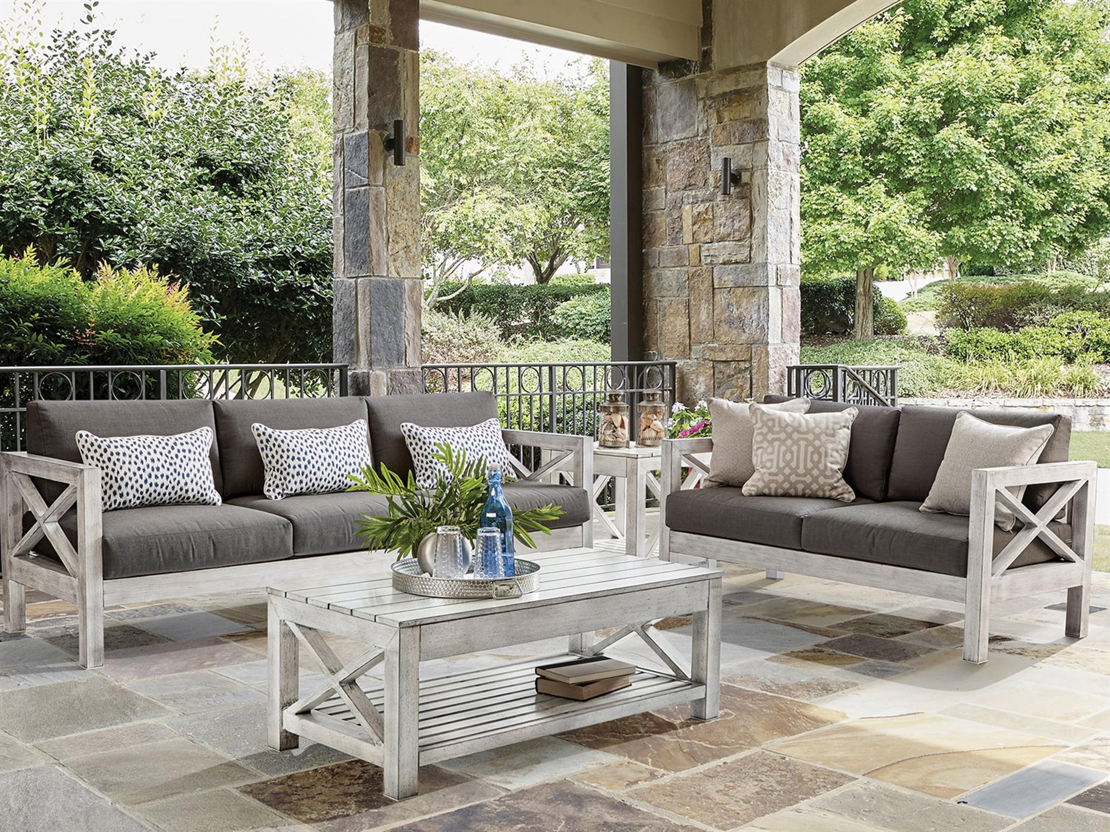 South Sea Rattan Farlowe Aluminum Brushed White Patio Lounge Set