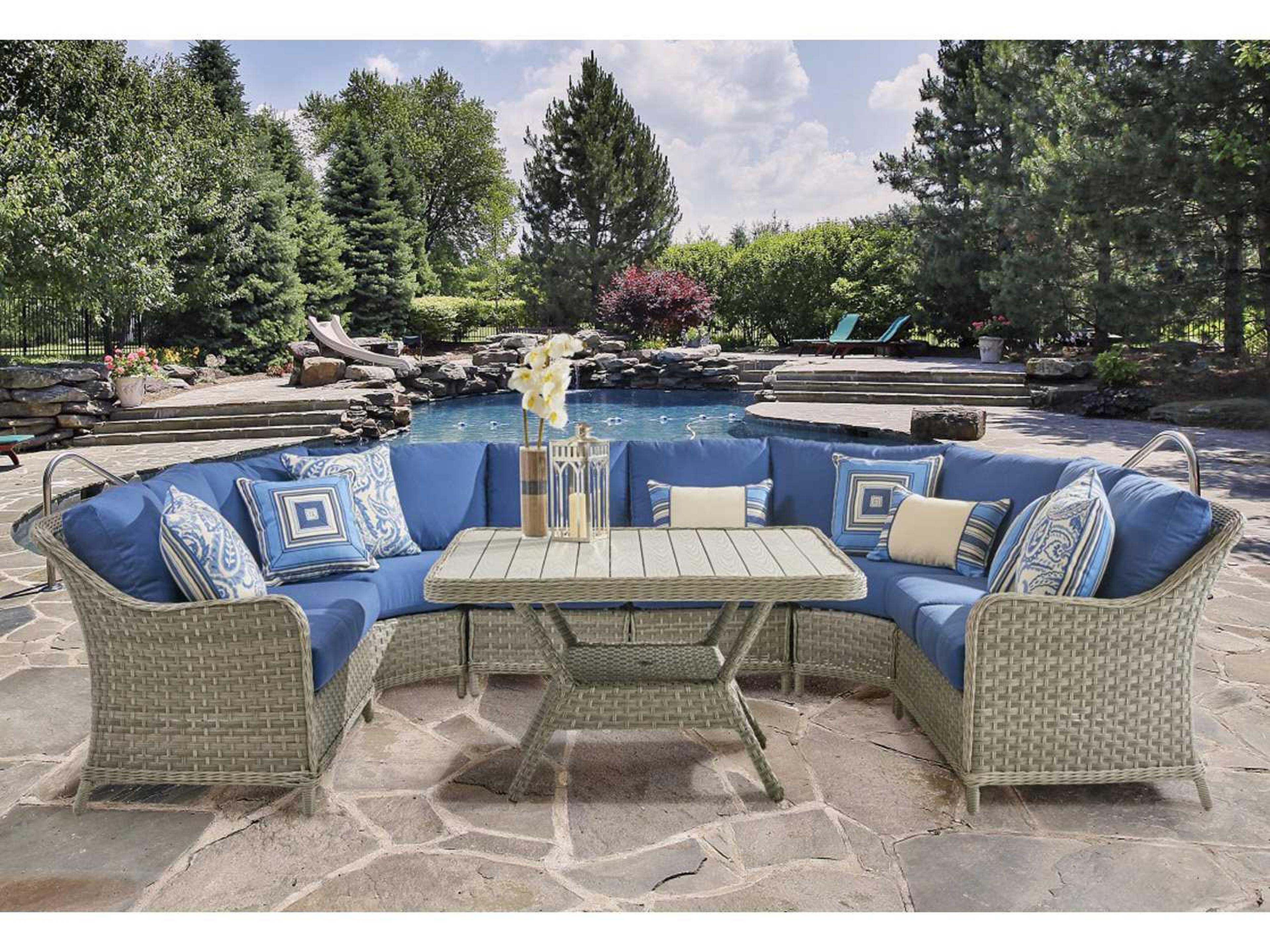South Sea Rattan Mayfair Wicker Pebble Sectional Outdoor Patio Lounge Set