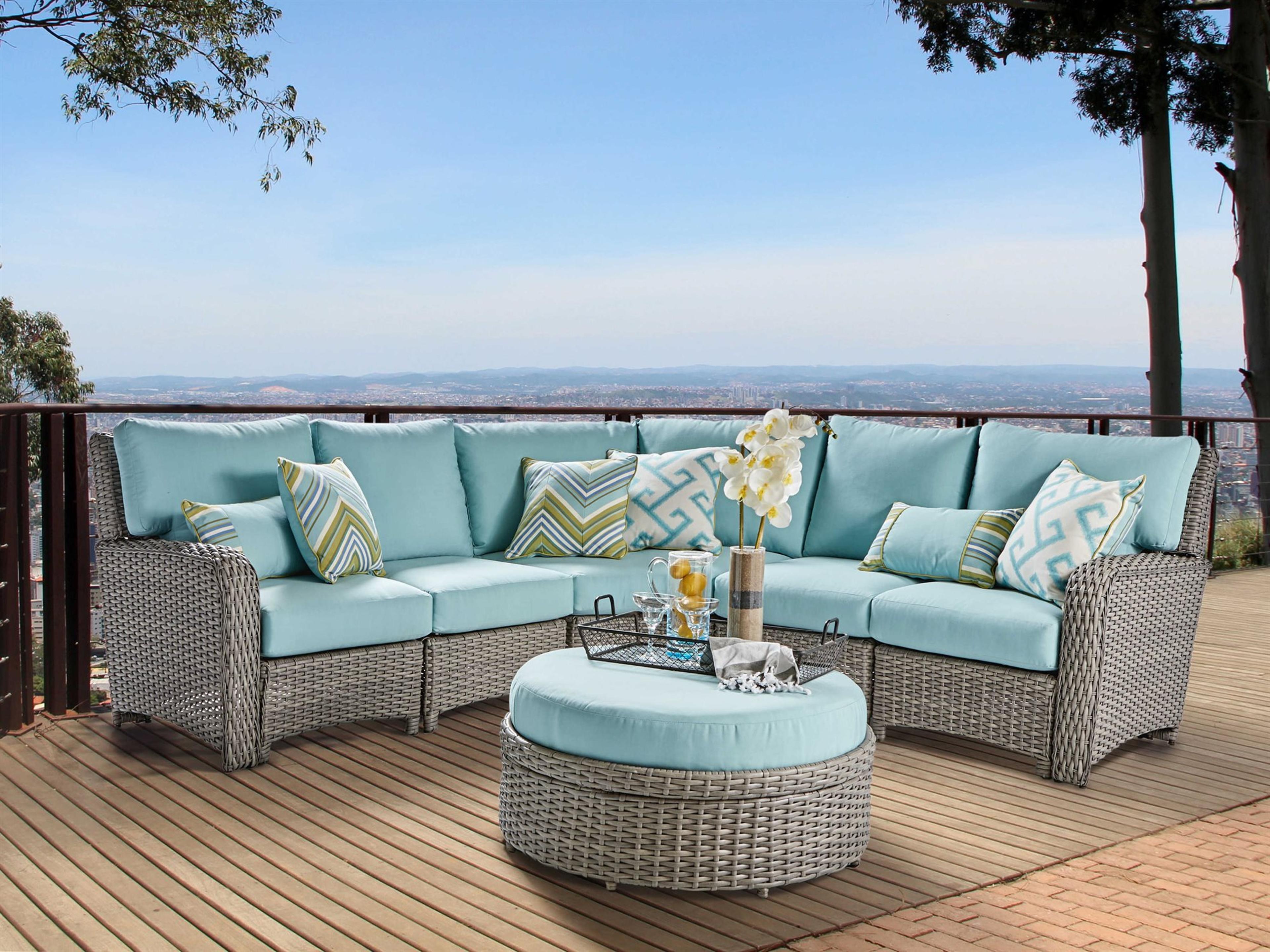 South Sea Rattan Saint Tropez Wicker Sectional Patio Lounge Set