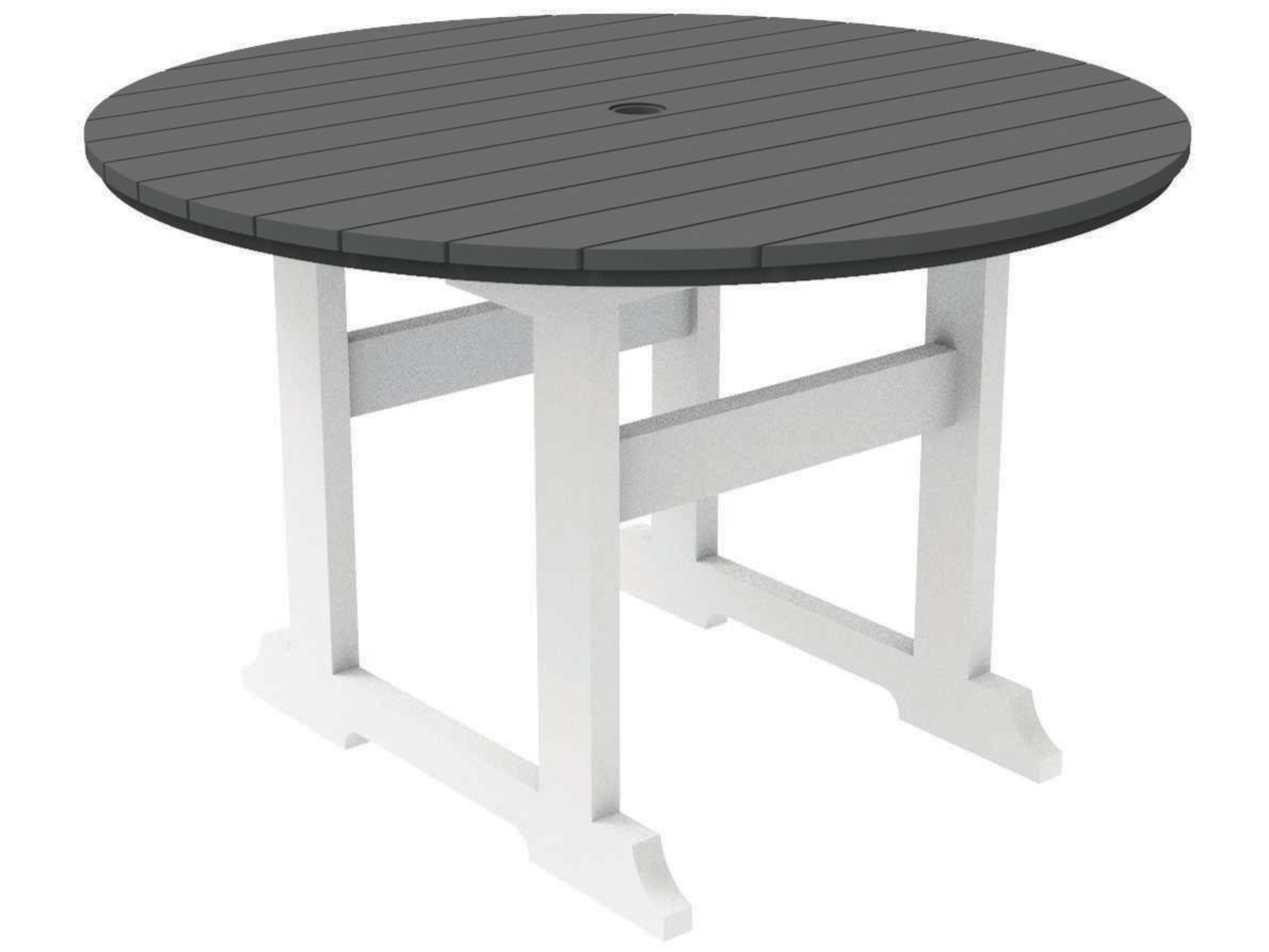 Seaside Casual Salem Rounds Recycled Plastic Round Patio Dining Table with Umbrella Hole