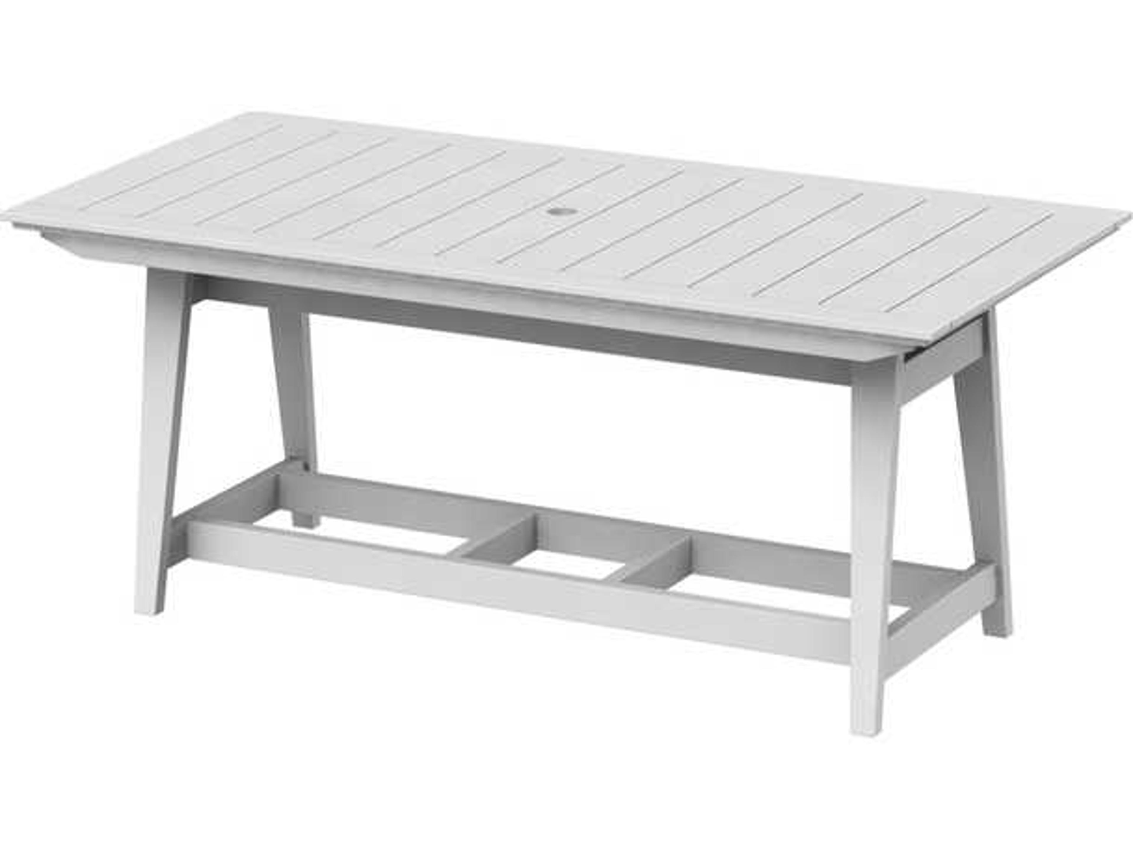 Seaside Casual Mad Recycled Plastic Rectangular Outdoor Counter Table with Umbrella Hole