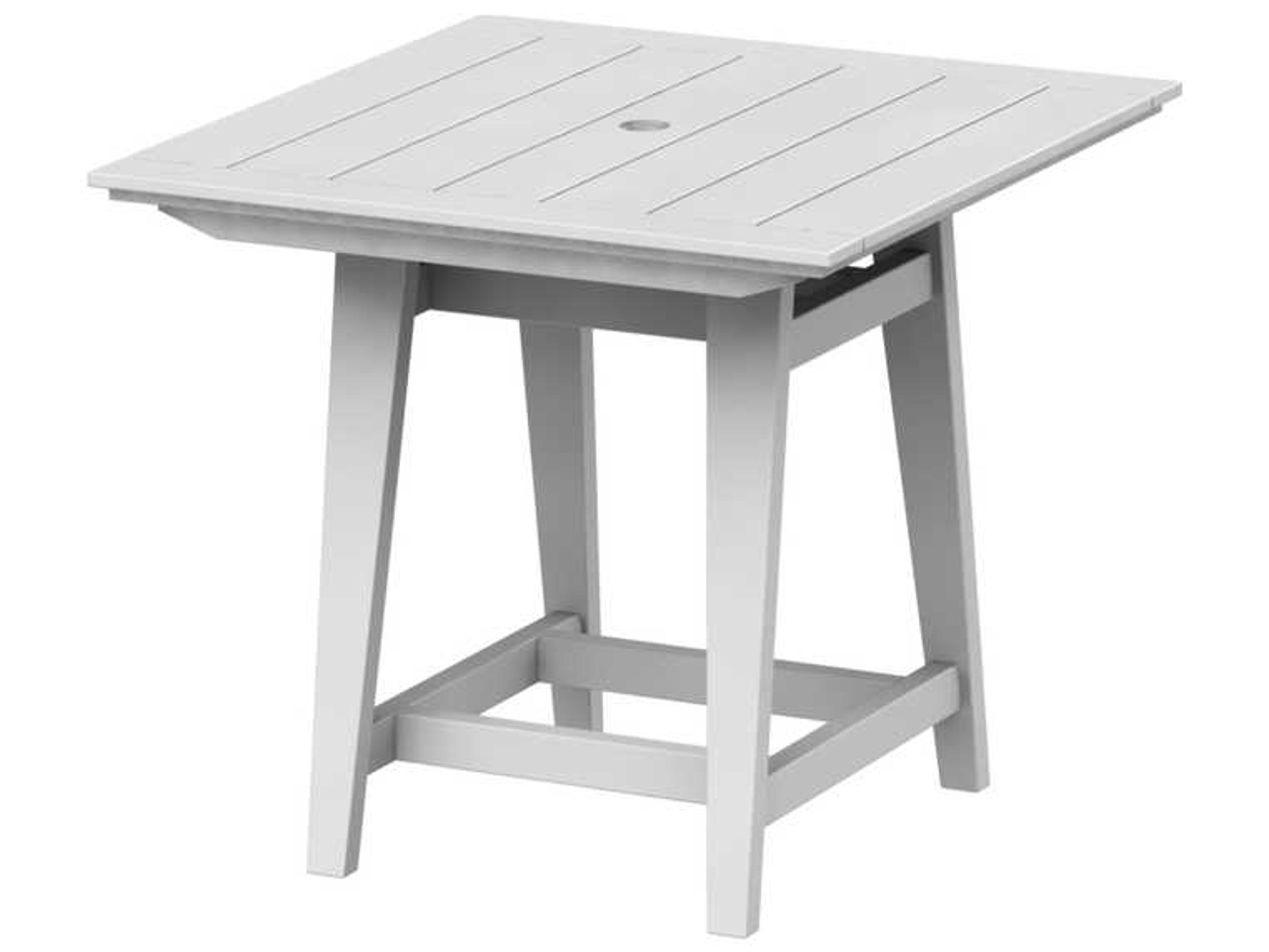Seaside Casual Mad Recycled Plastic Square Outdoor Patio Counter Table with Umbrella Hole