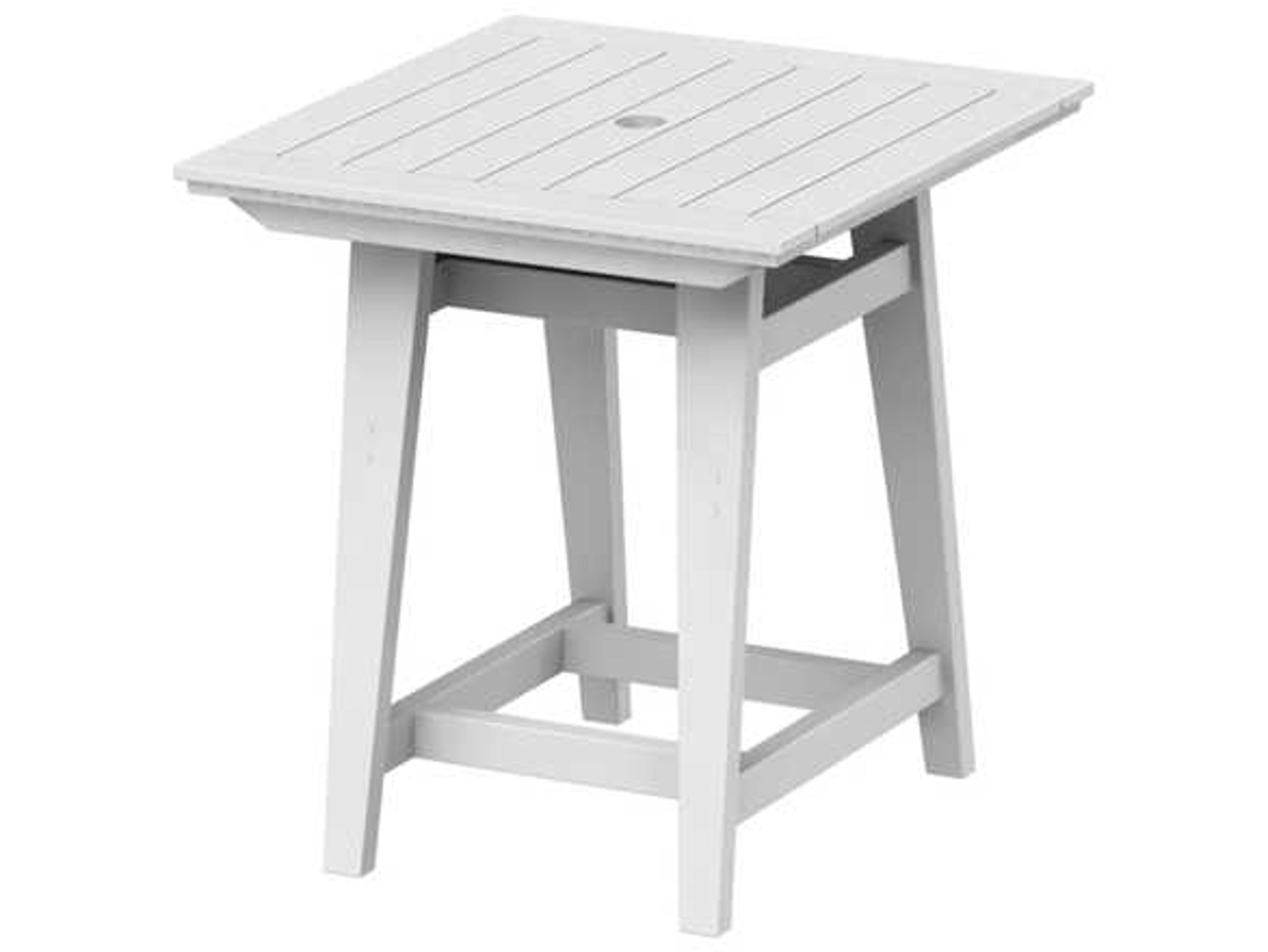 Seaside Casual Mad Recycled Plastic Square Patio Counter Table with Umbrella Hole