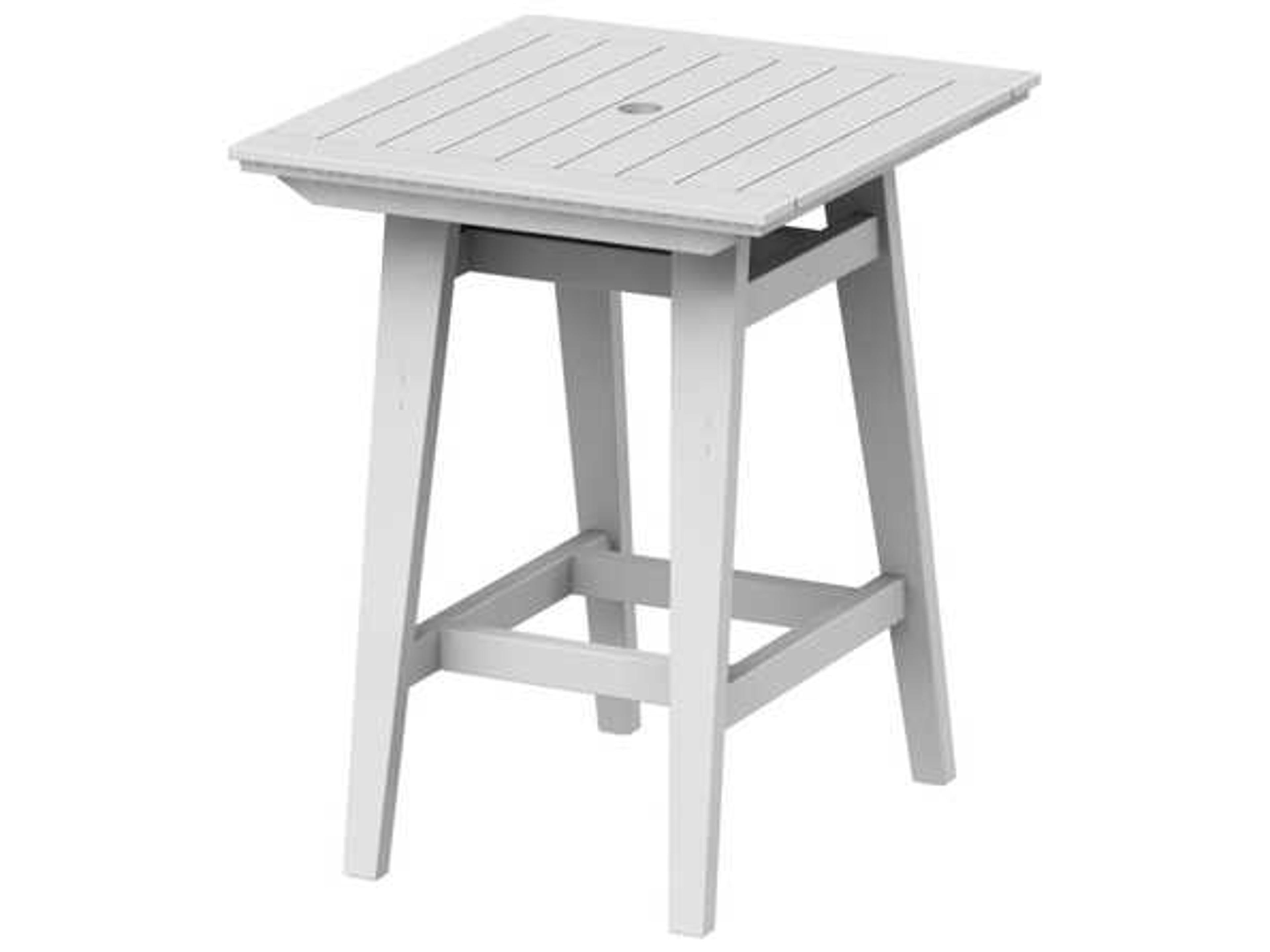 Seaside Casual Mad Recycled Plastic Square Patio Bar Table with Umbrella Hole