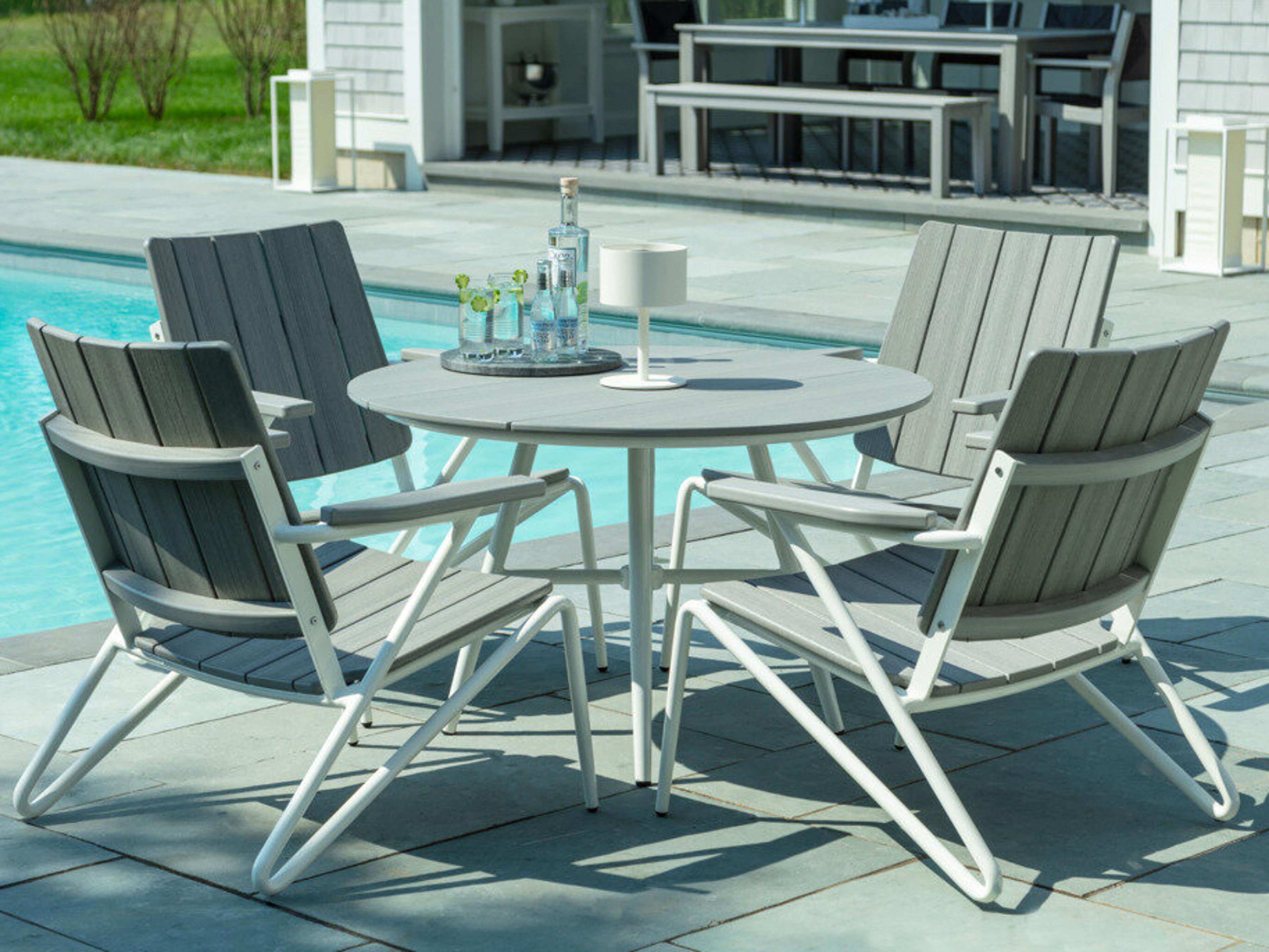 Seaside Casual Hip Aluminum Recycled Plastic Low Outdoor Dining Set