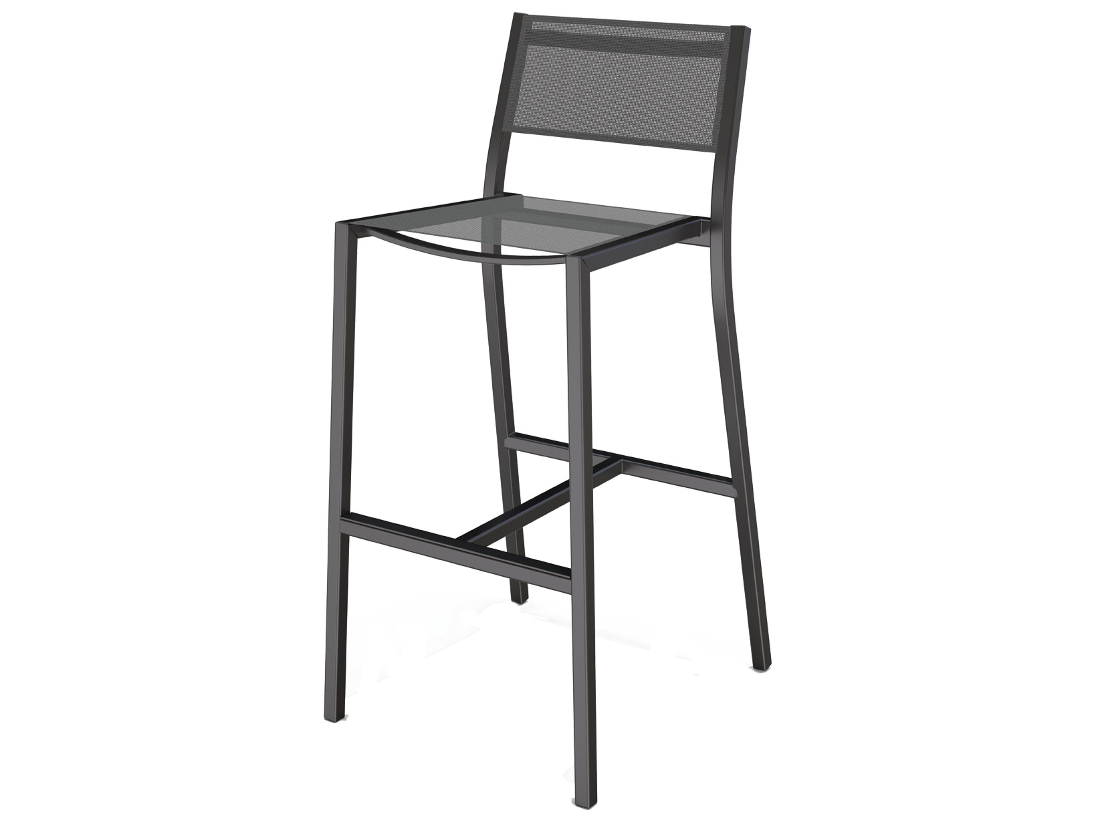 Seaside Casual Via Aluminum Impression Outdoor Bar Stool with Sling