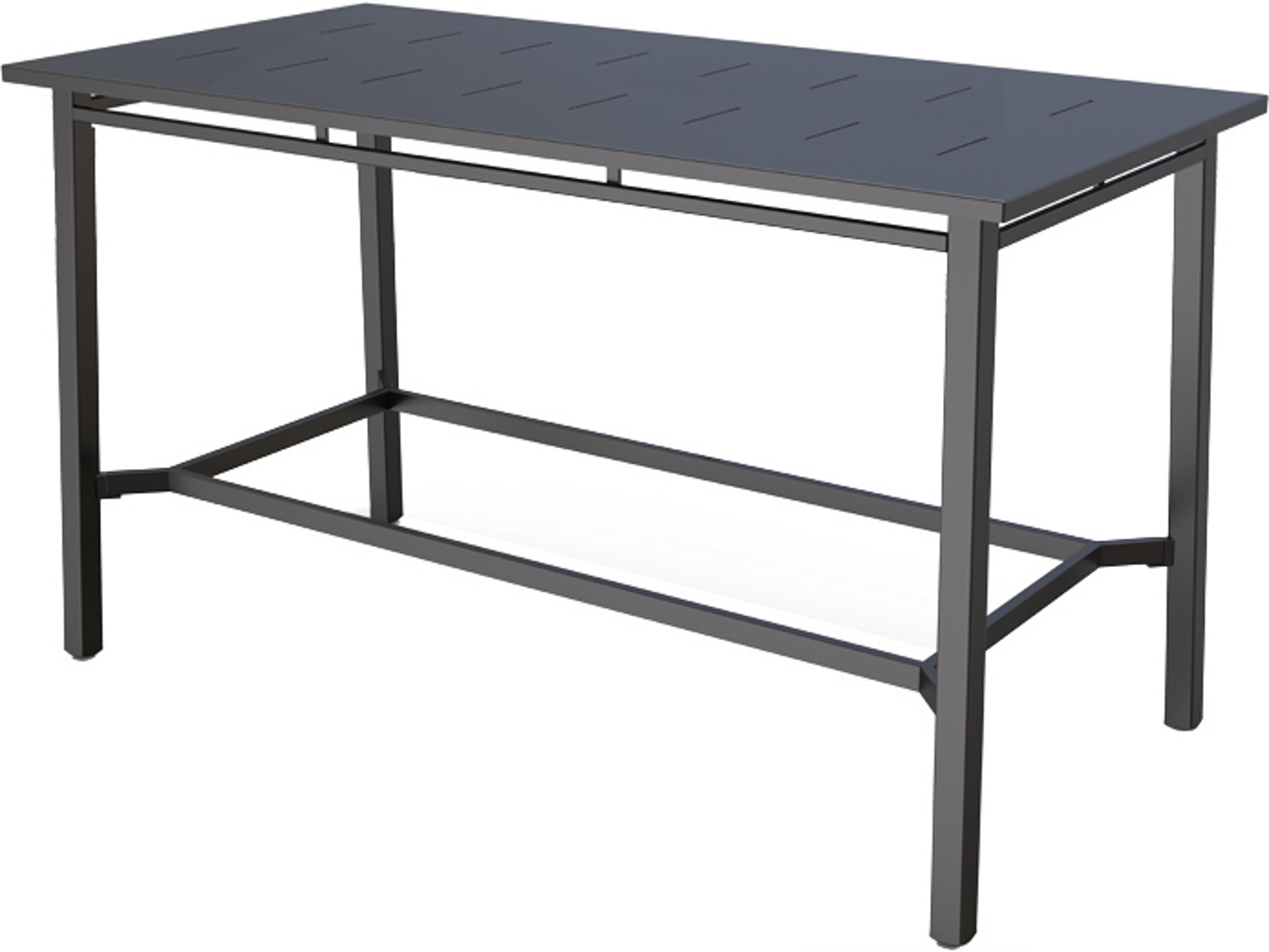 Seaside Casual Via Aluminum Impression Rectangular Long Outdoor Patio Bar Table