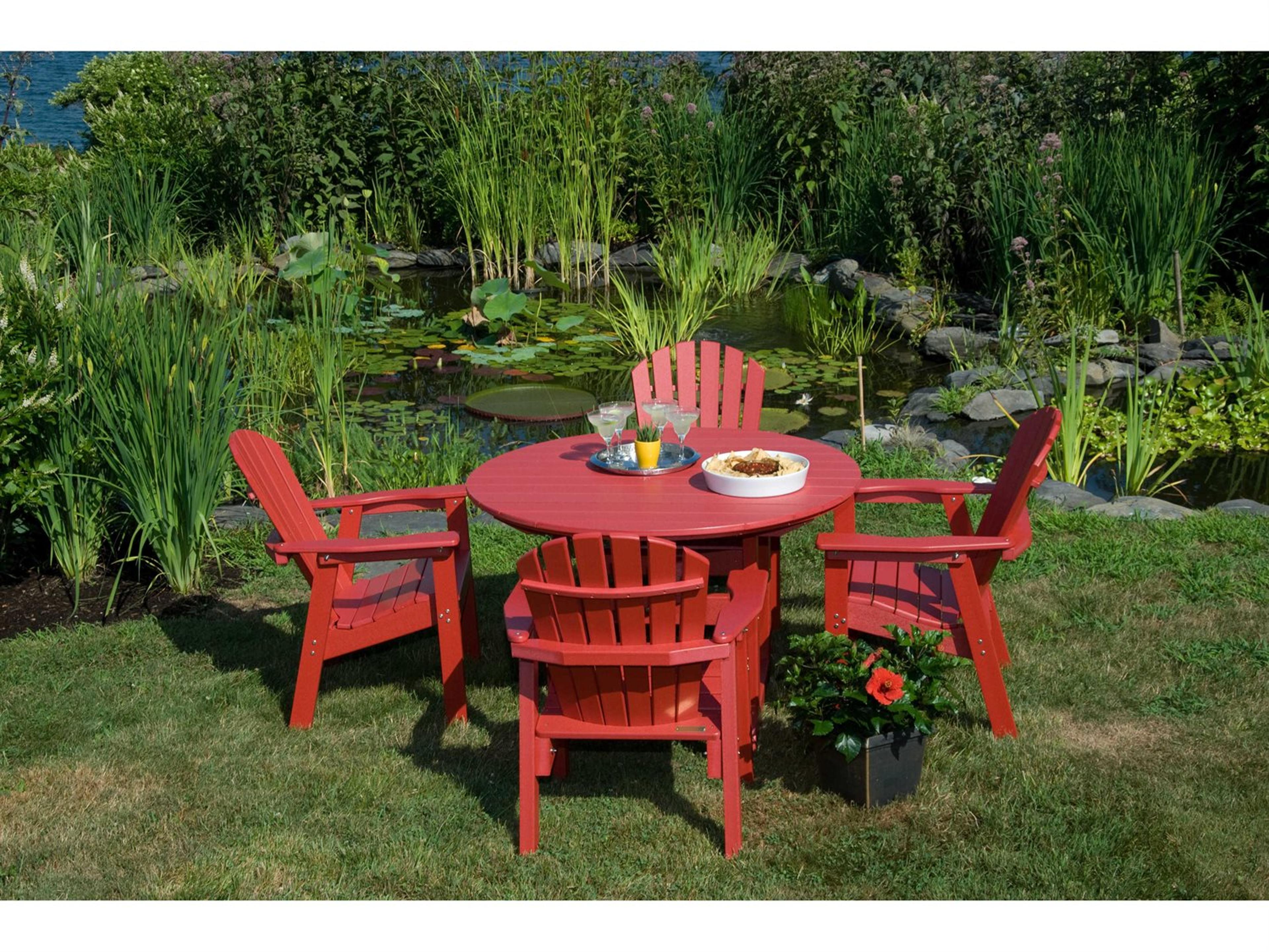 Seaside Casual Shellback Adirondack Recycled Plastic Outdoor Patio Dining Set