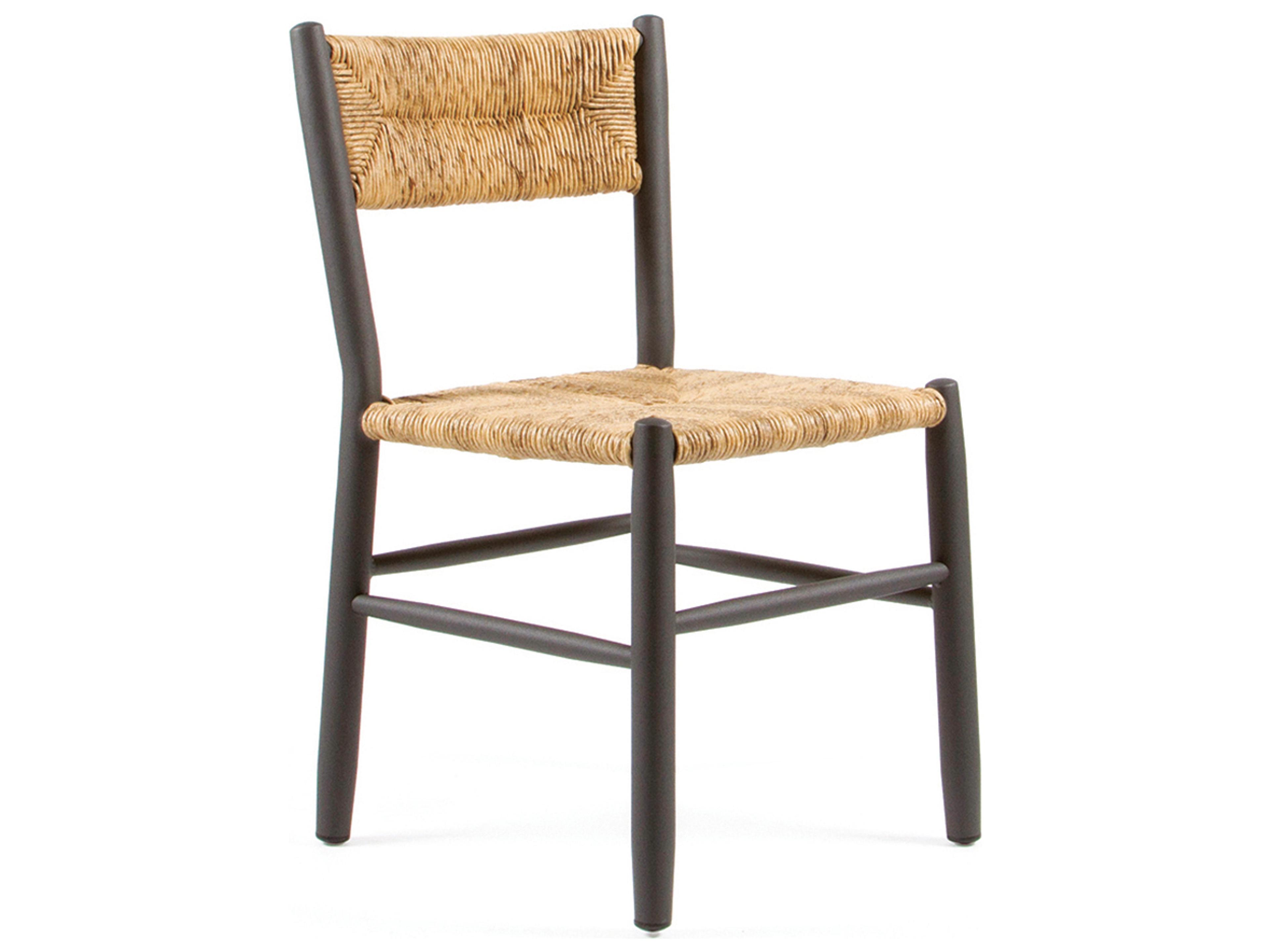 Seaside Casual Via Aluminum Stipa Stackable Outdoor Patio Dining Side Chair