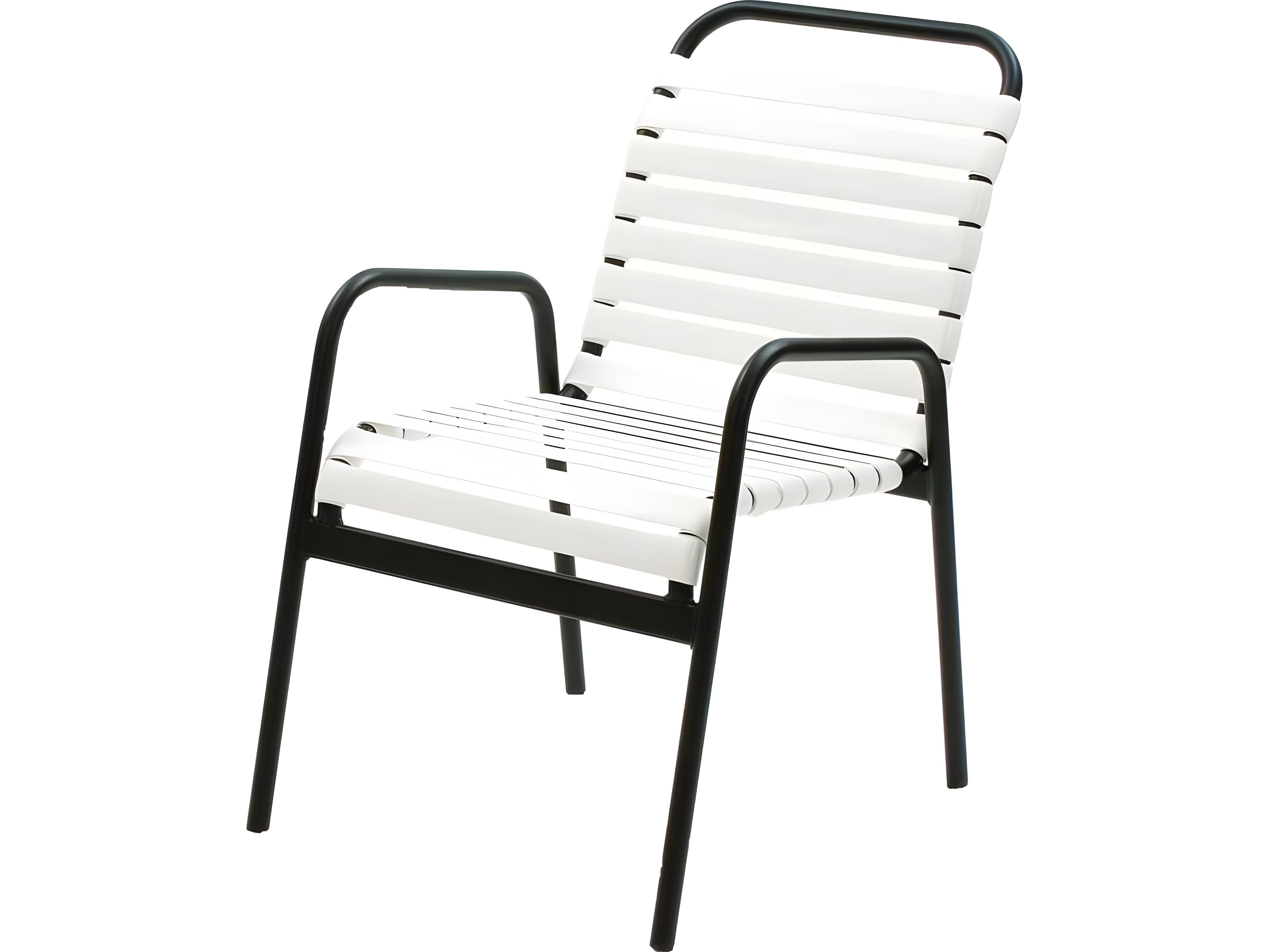 Suncoast Sanibel Strap Aluminum Arm Stackable Patio Dining Chair
