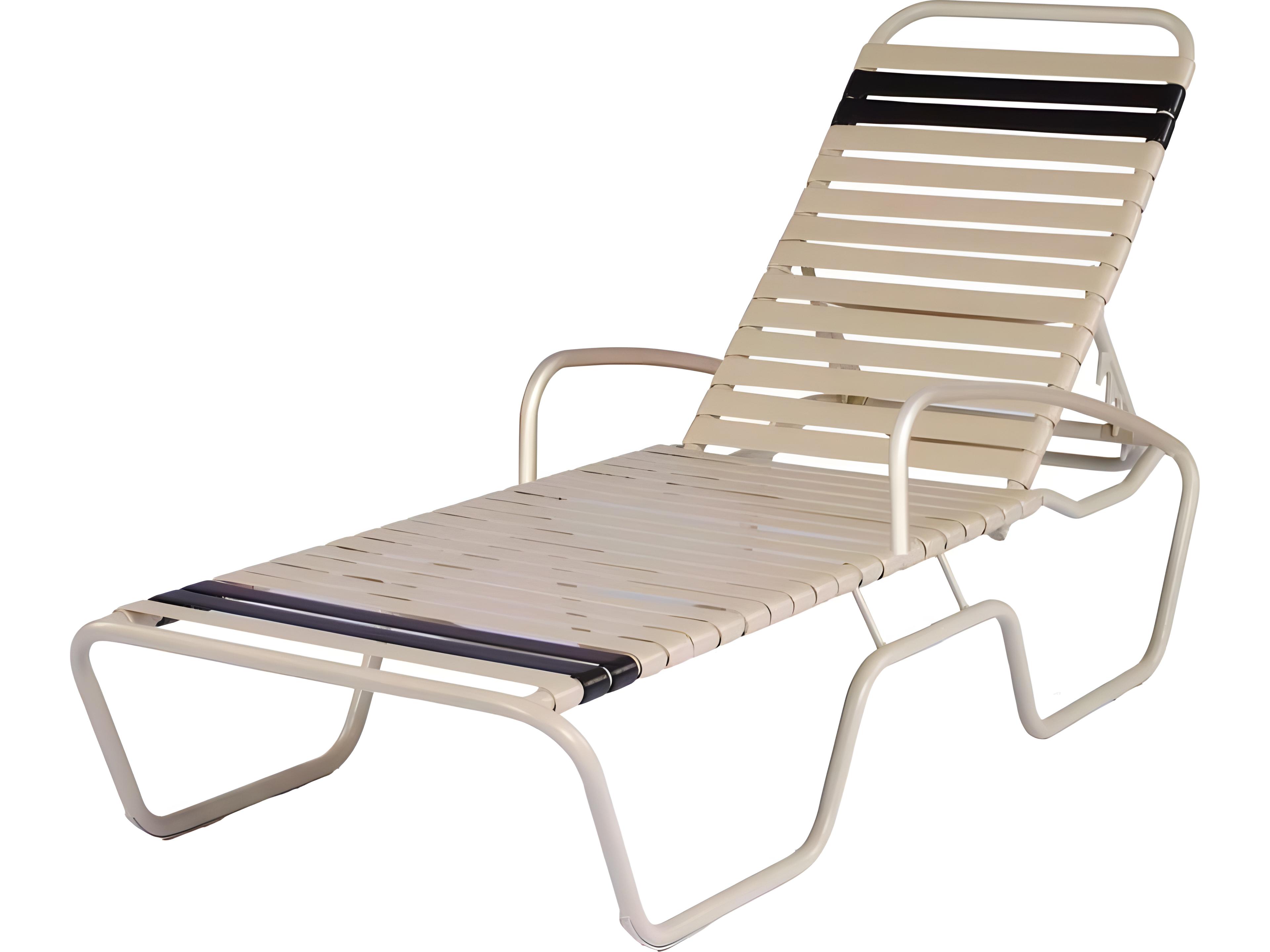 Suncoast Sanibel Strap Aluminum Arm Adjustable Outdoor Patio Chaise Lounge