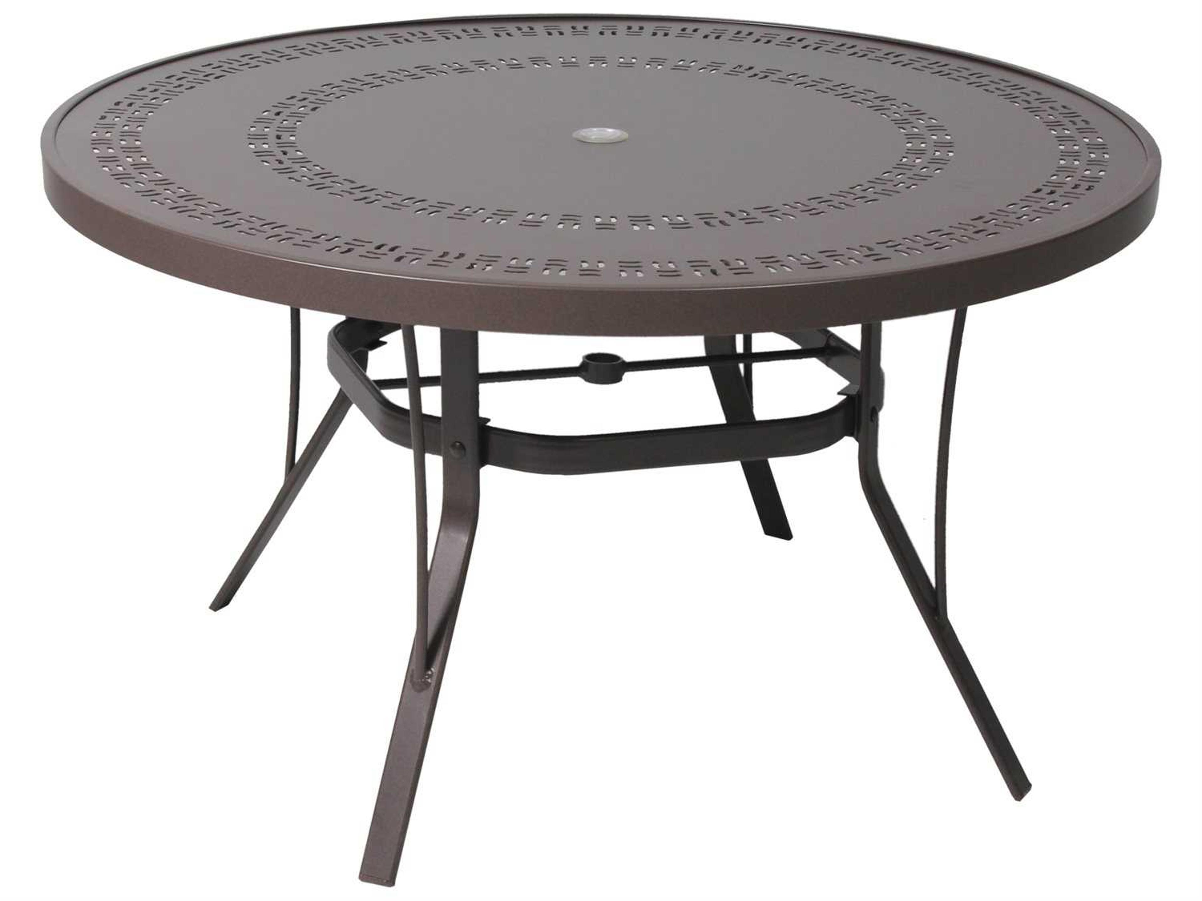 Suncoast Patterned Square Aluminum Square Patio Dining Table with Umbrella Hole